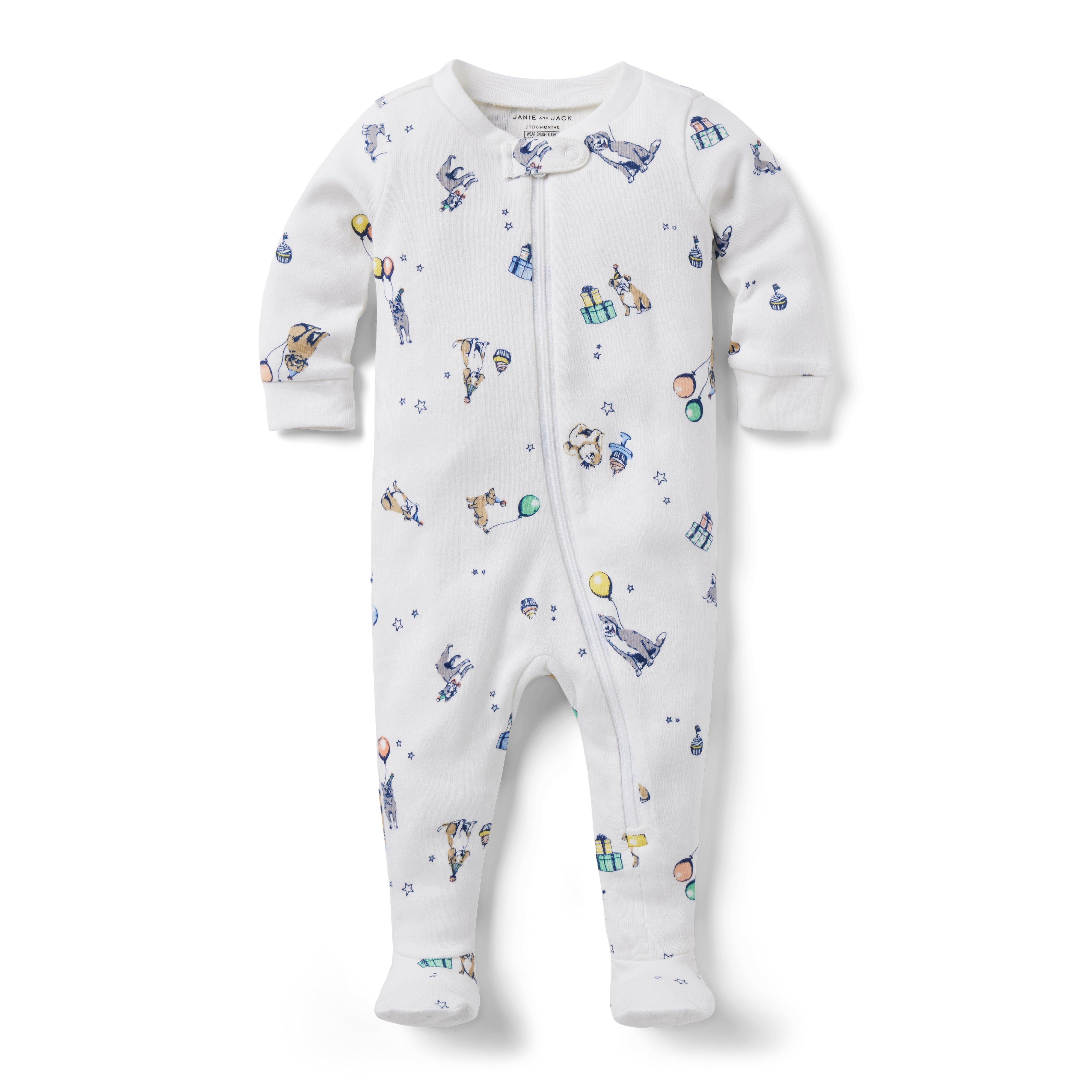 Baby Good Night Footed Pajama in Birthday Party Print