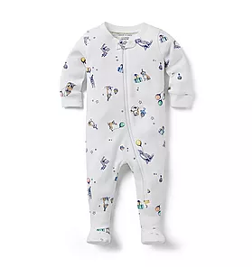 Baby Good Night Footed Pajama in Birthday Party Print