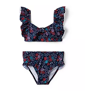 Floral Ruffle 2-Piece Swimsuit