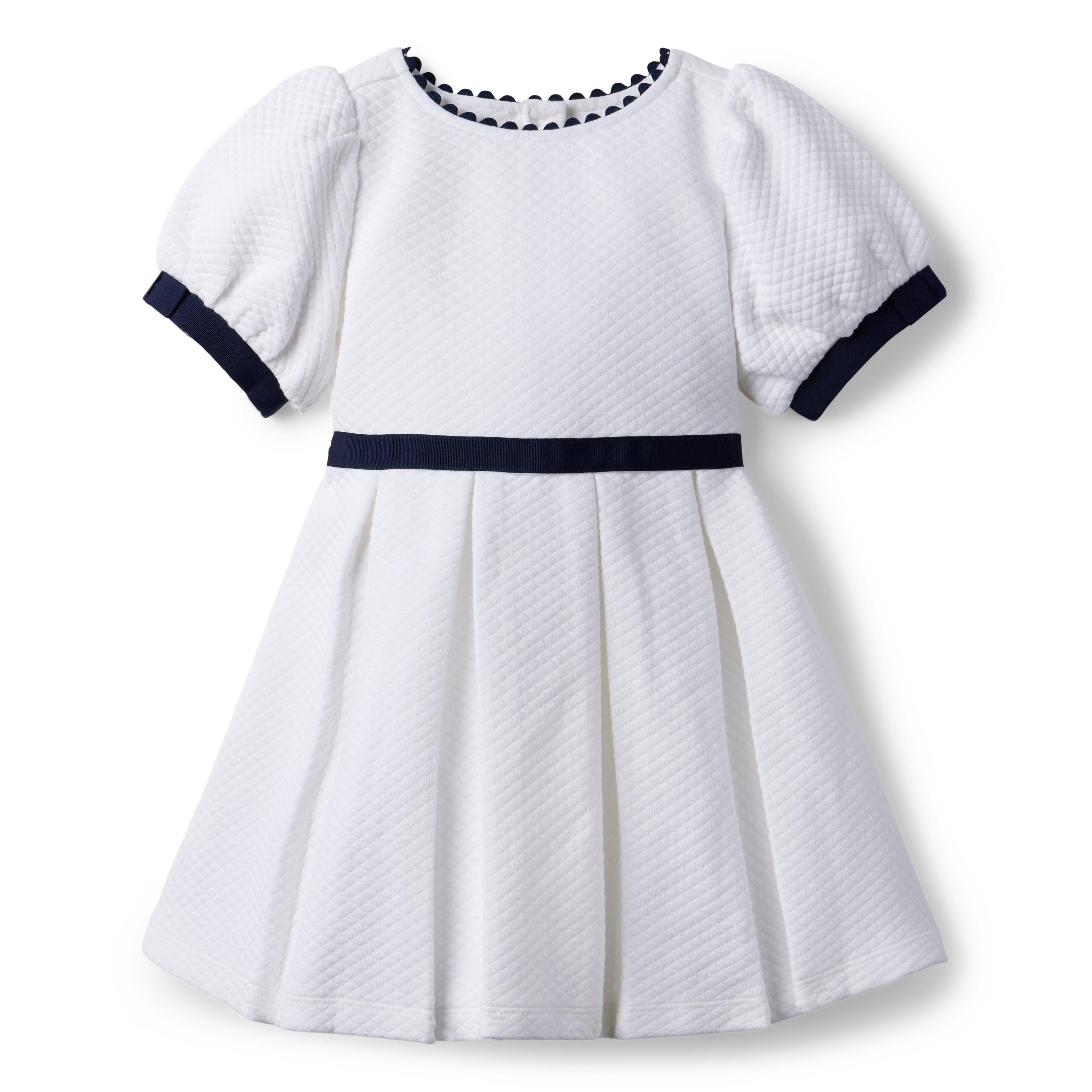 Quilted Puff Sleeve Jacquard Dress image number 0