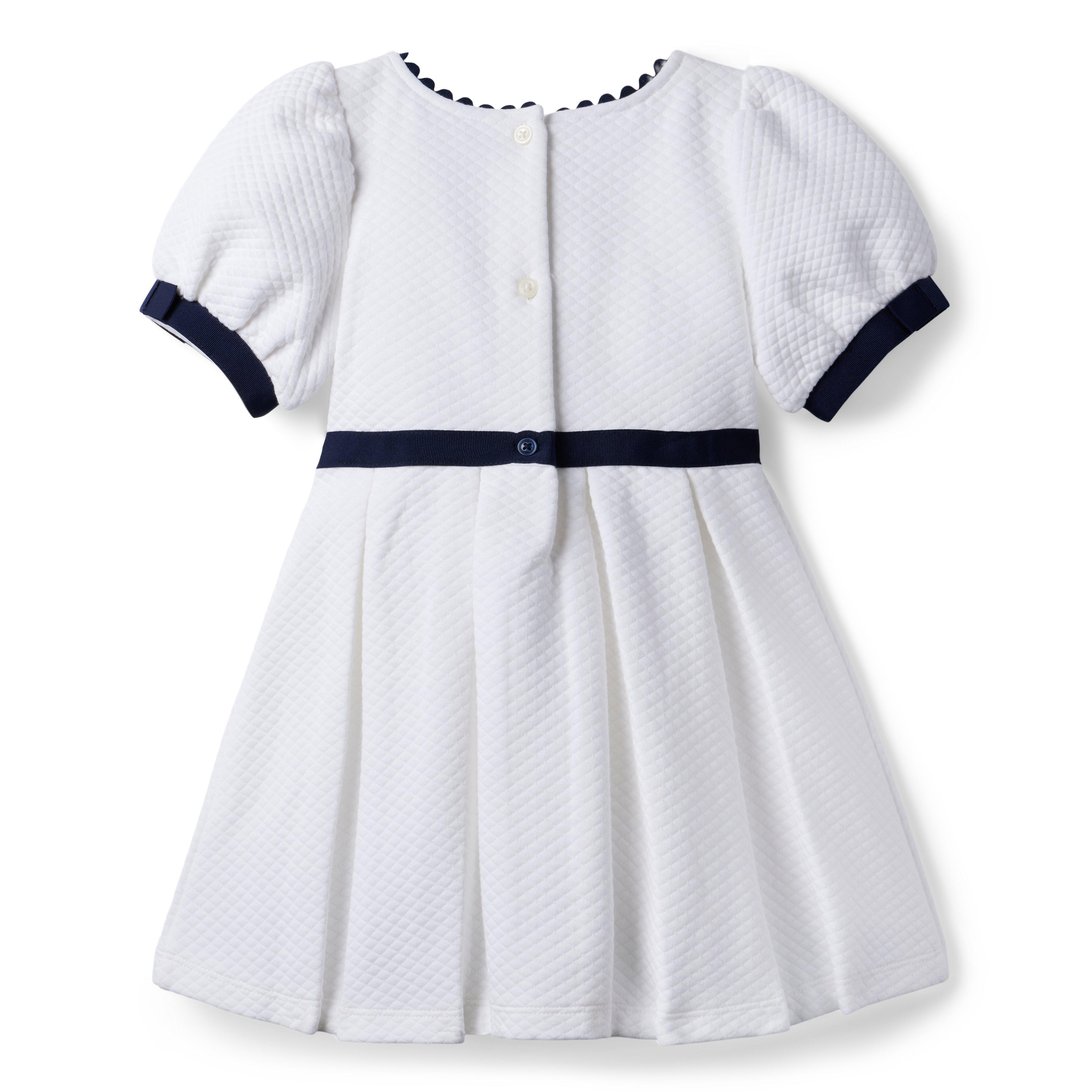 Quilted Puff Sleeve Jacquard Dress image number 1