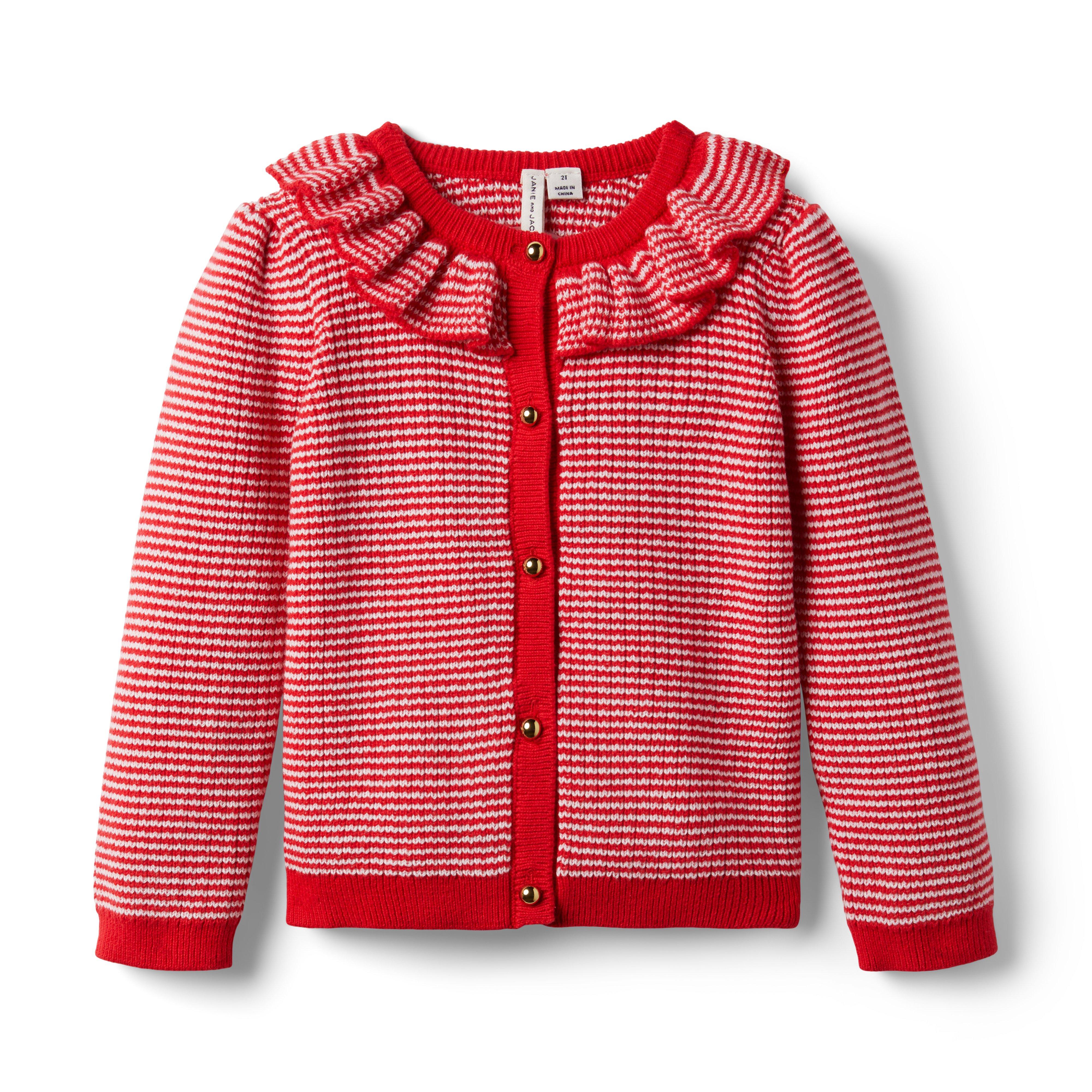 Striped Ruffle Collar Cardigan image number 0