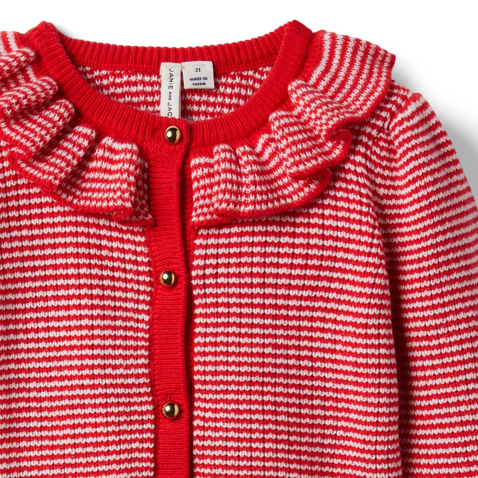 Striped Ruffle Collar Cardigan image number 2