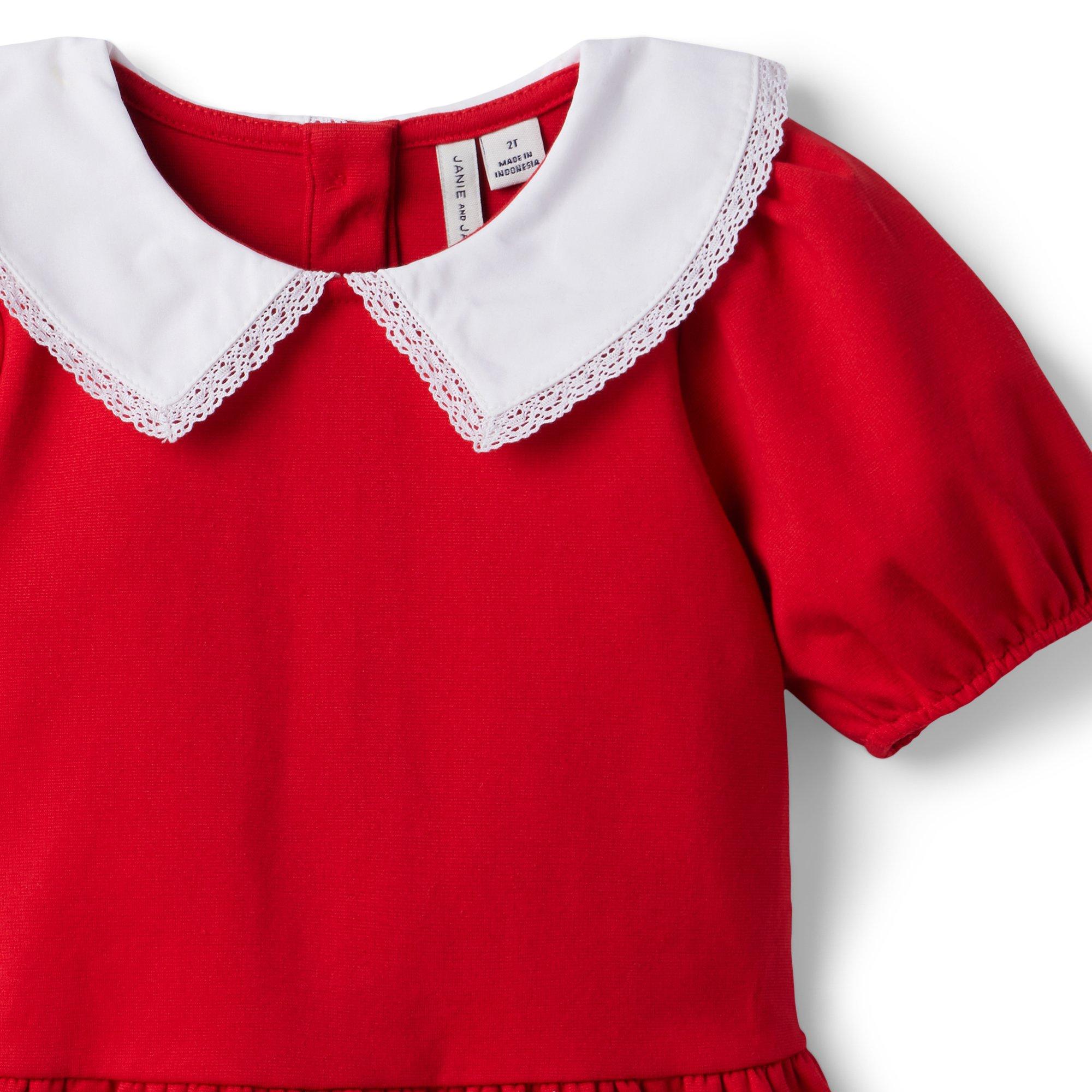 chinese dress ladies Red Smocked Santa Lace Trim Dress main image 1