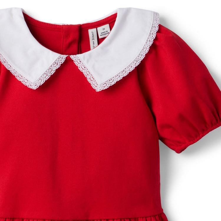 Little English | Boy & Girl Red Trimmed Peter Pan Collared Shirt 4T