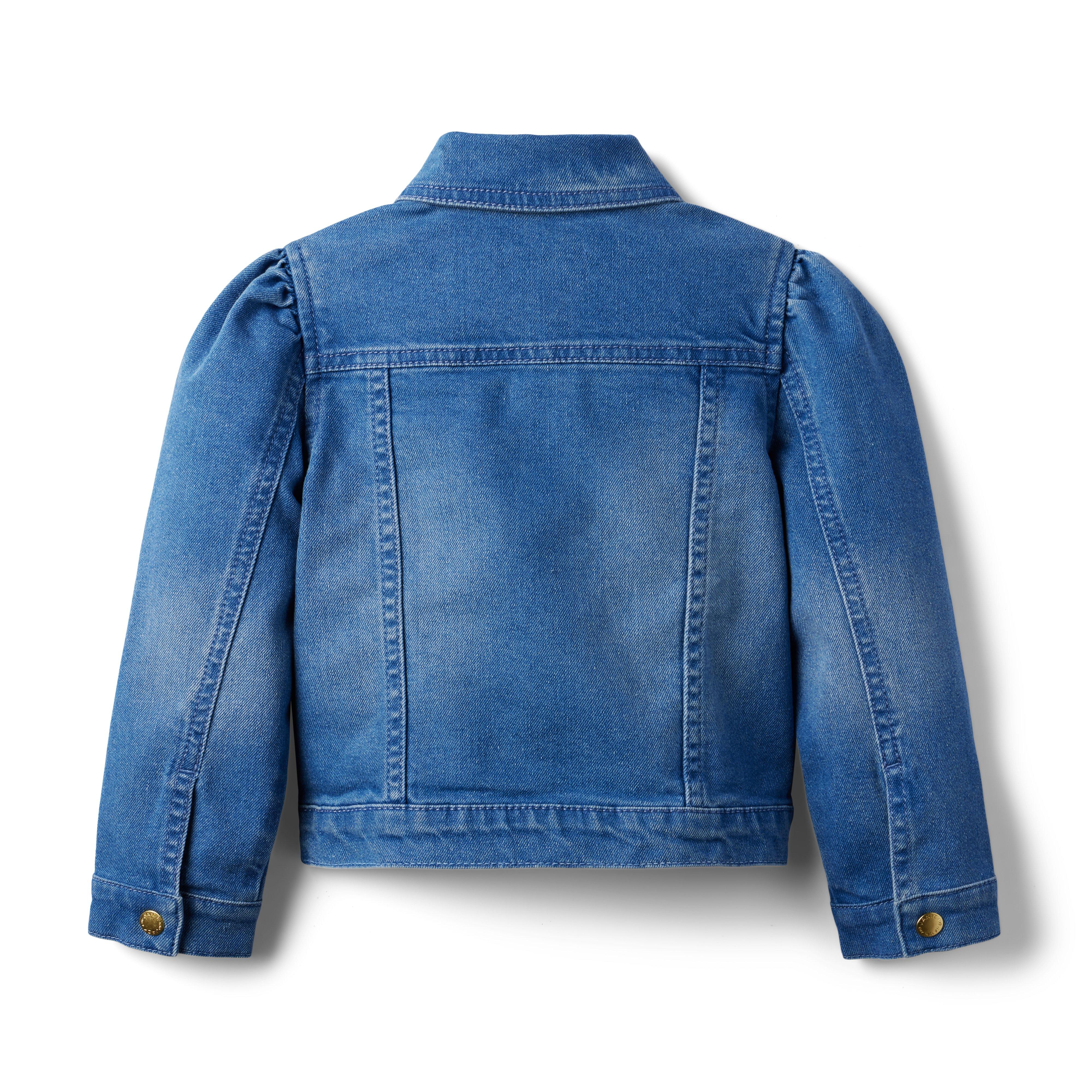 Zara denim best sale puff sleeve jacket