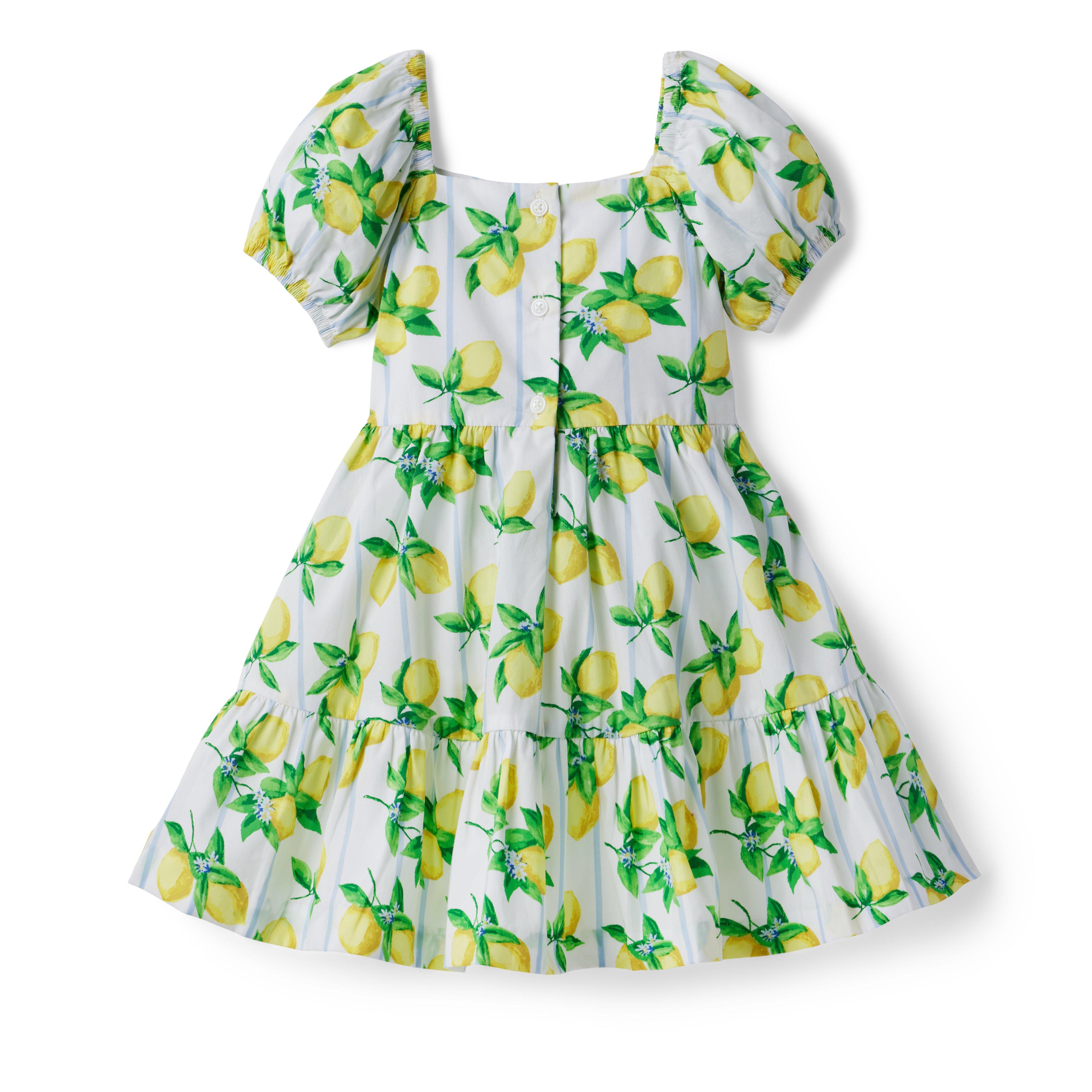Lemon Stripe Puff Sleeve Dress image number 1