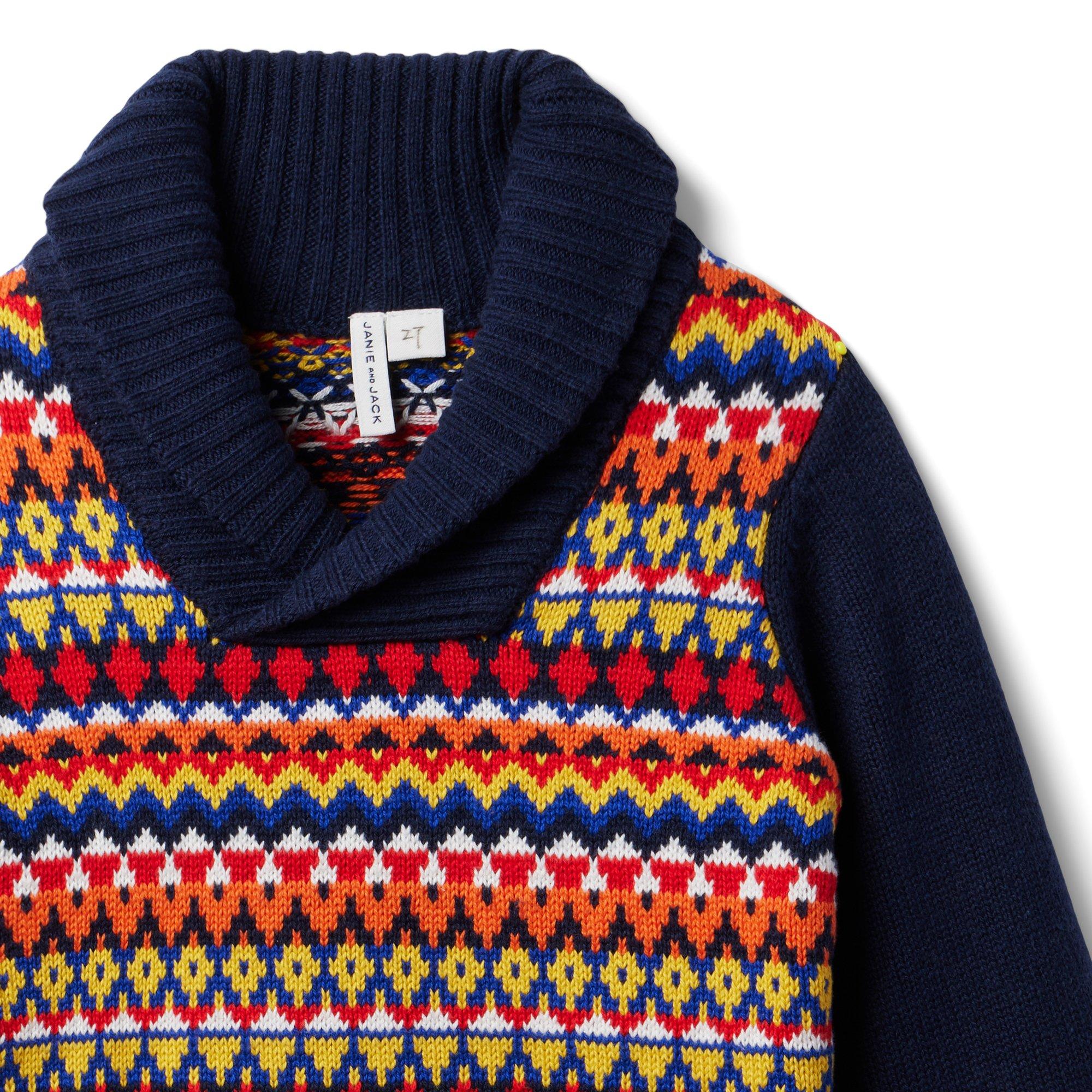 Fair Isle Shawl Collar Sweater image number 3