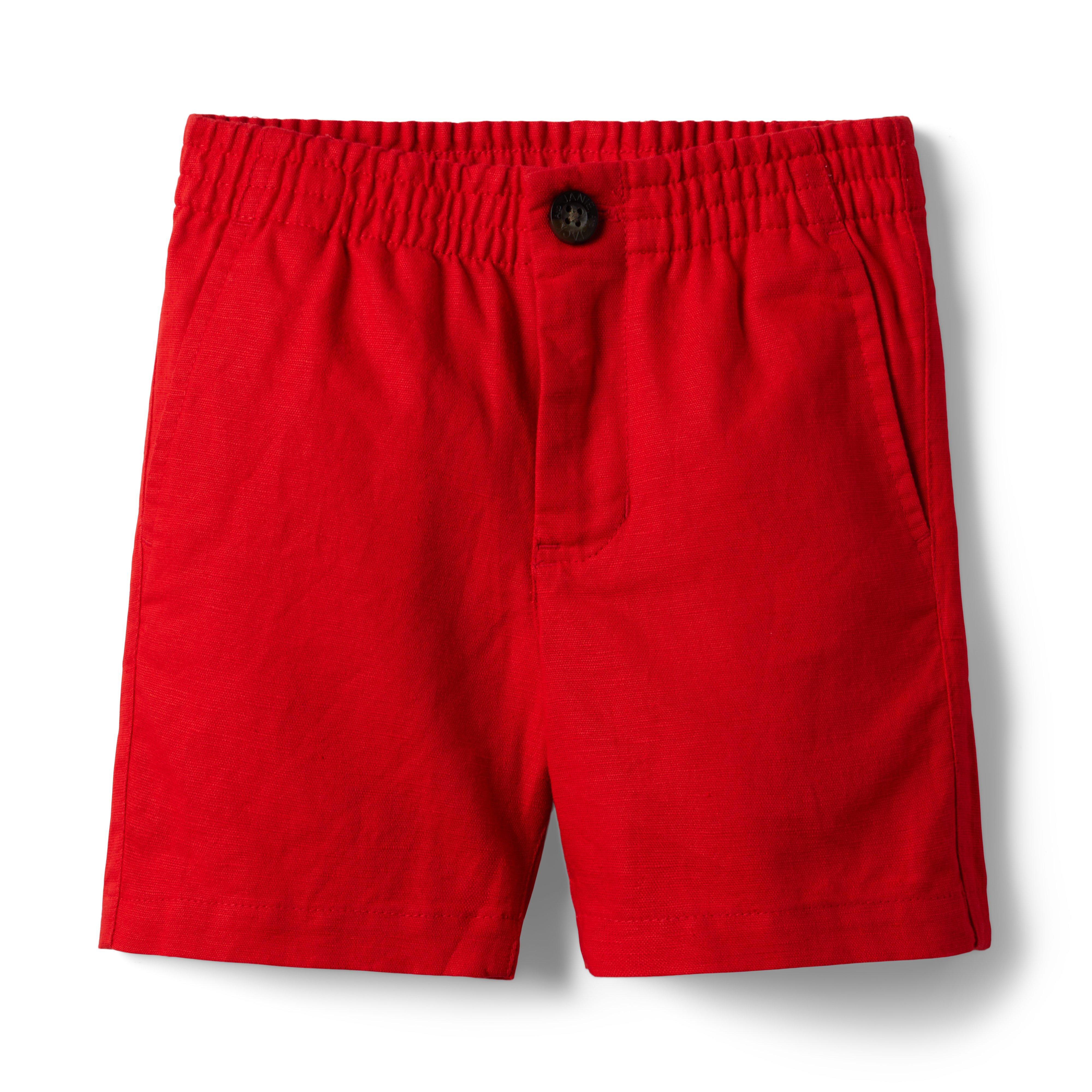 Linen Pull-On Button-Front Short