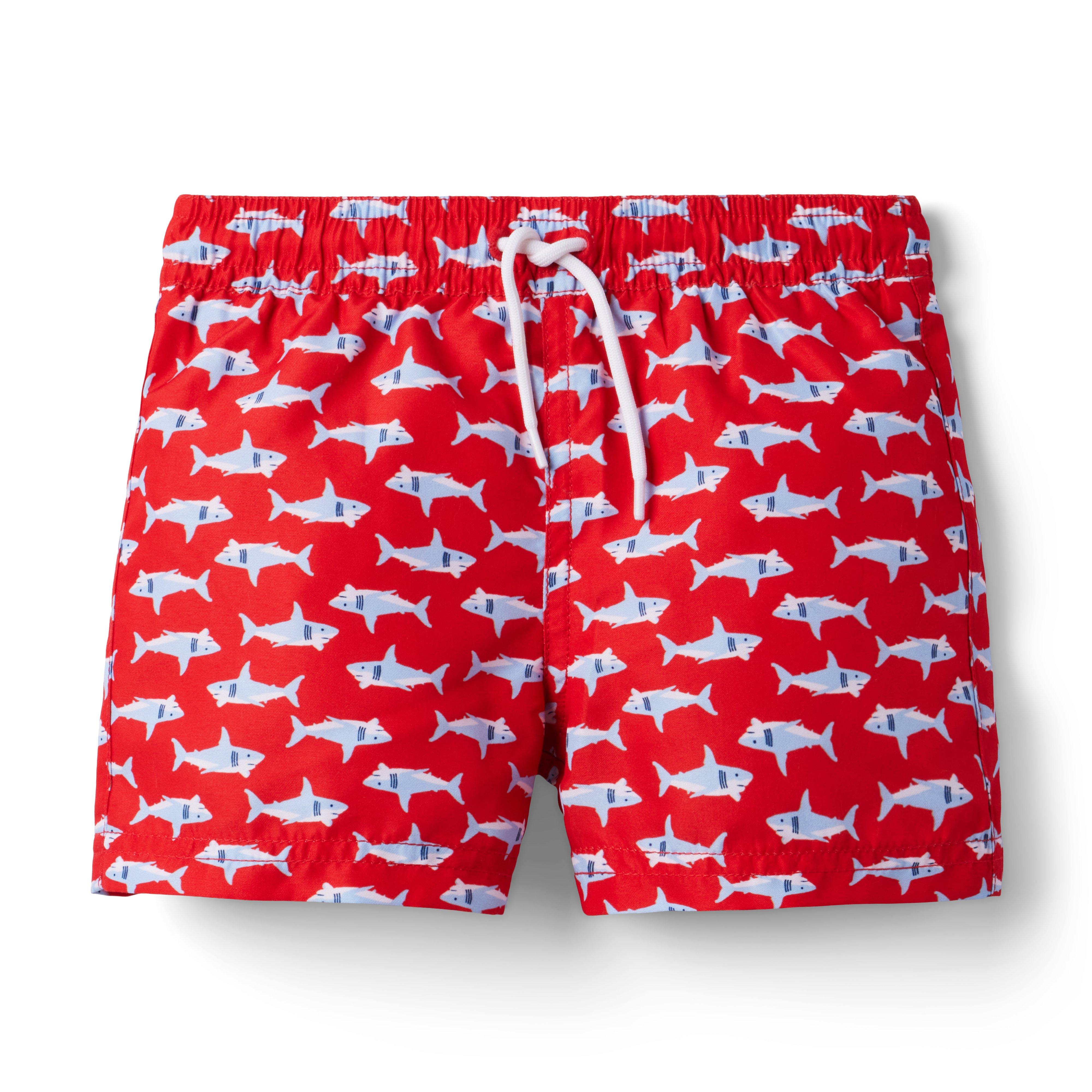 Boy Moto Red Shark Shark Recycled Swim Trunk by Janie and Jack