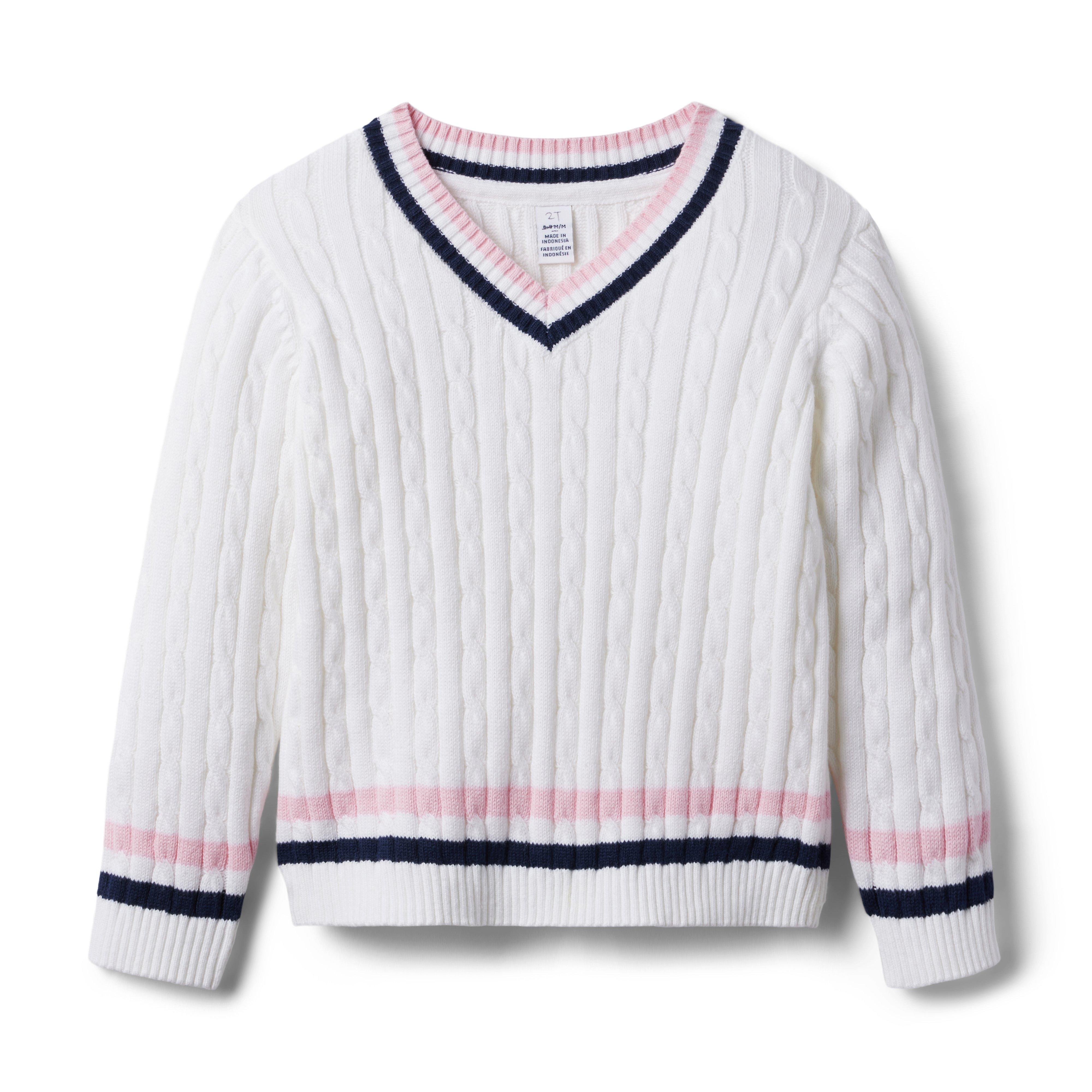 Cable-Knit Striped Sweater