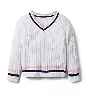 Cable Knit Striped Sweater