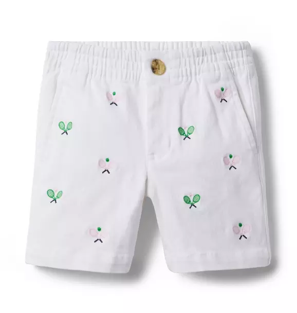 Embroidered Twill Pull-On Short