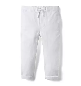Linen-Cotton Canvas Pull-On Pant