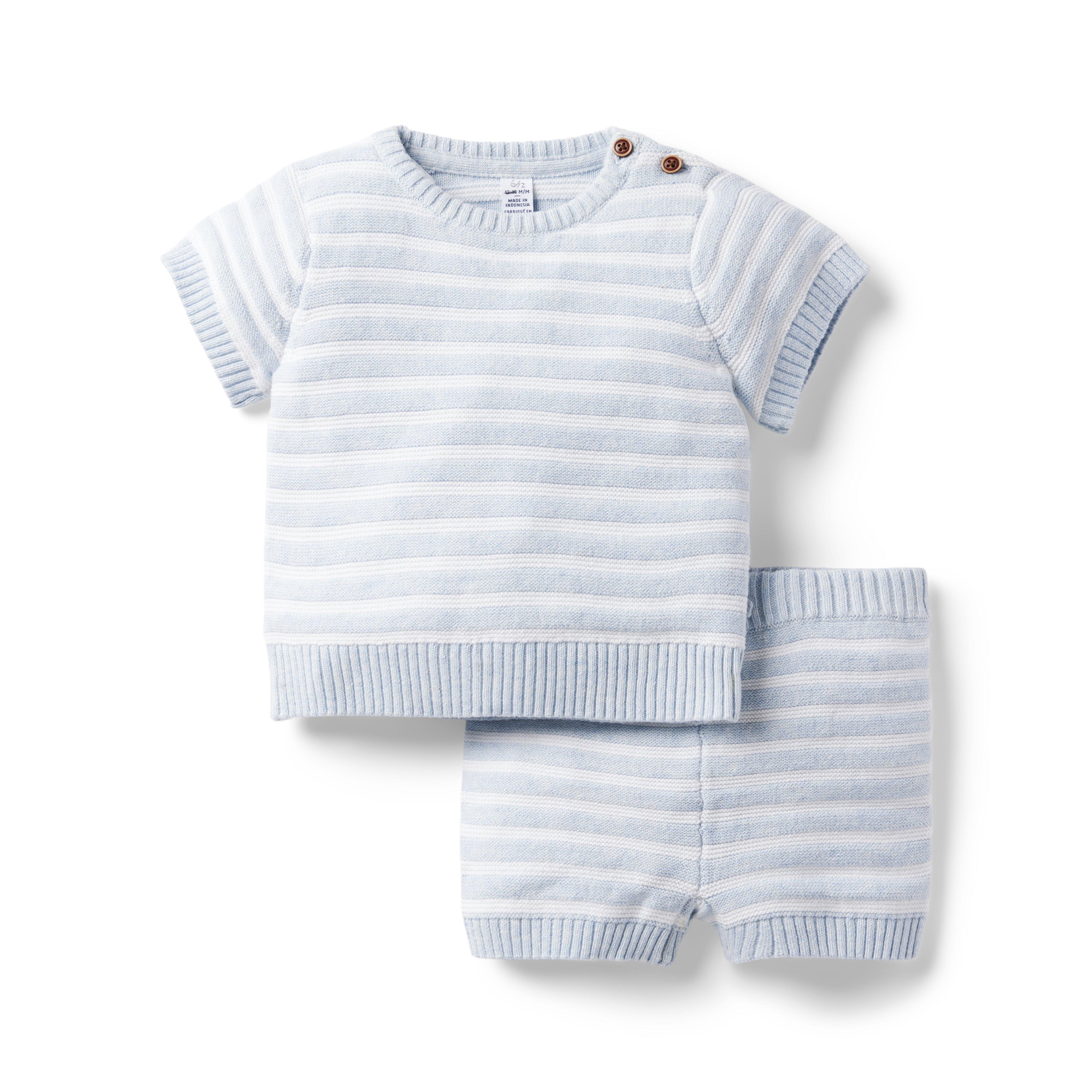 Newborn Coastal Mist Stripe Baby Striped Sweater Matching Set by Janie ...