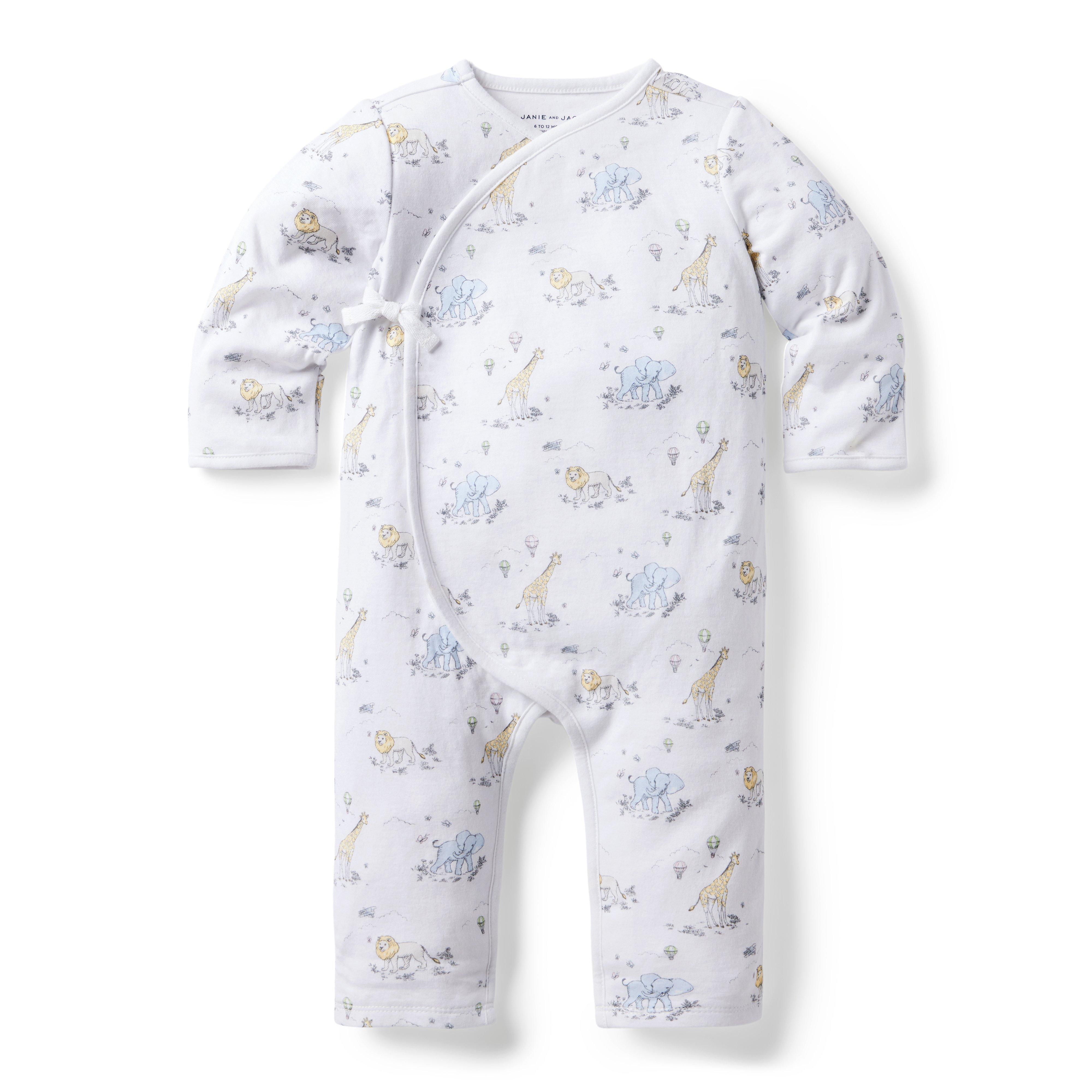 Baby Safari Toile Wrap One-Piece image number 0
