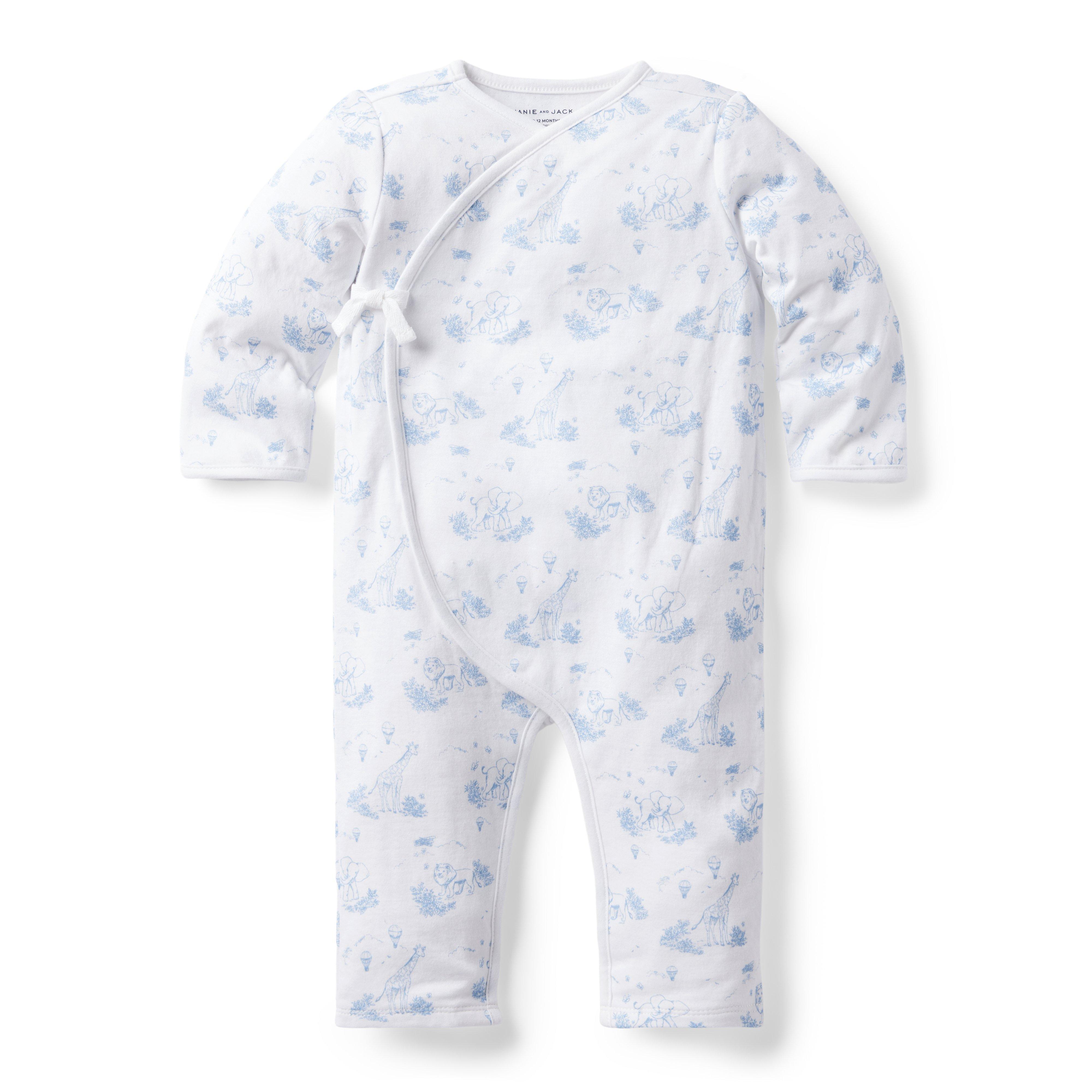 Baby Safari Toile Wrap One-Piece image number 0