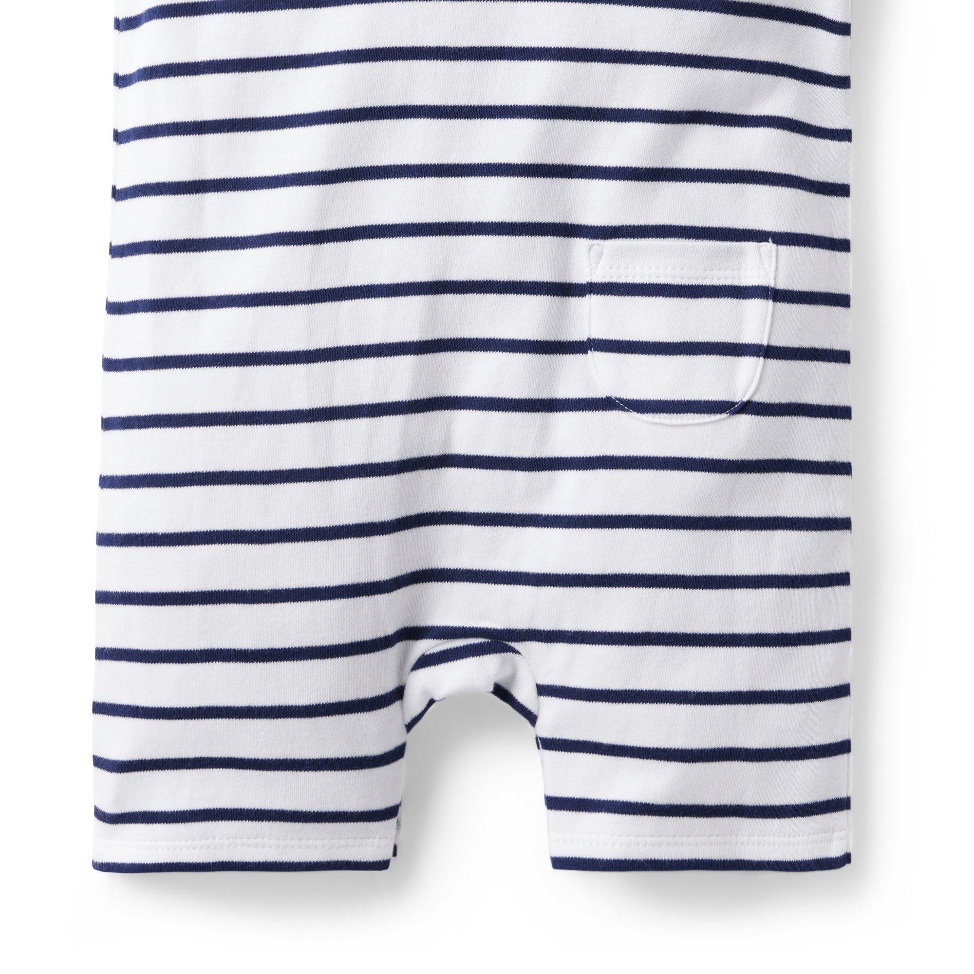 Baby Striped Shawl Collar Romper image number 3