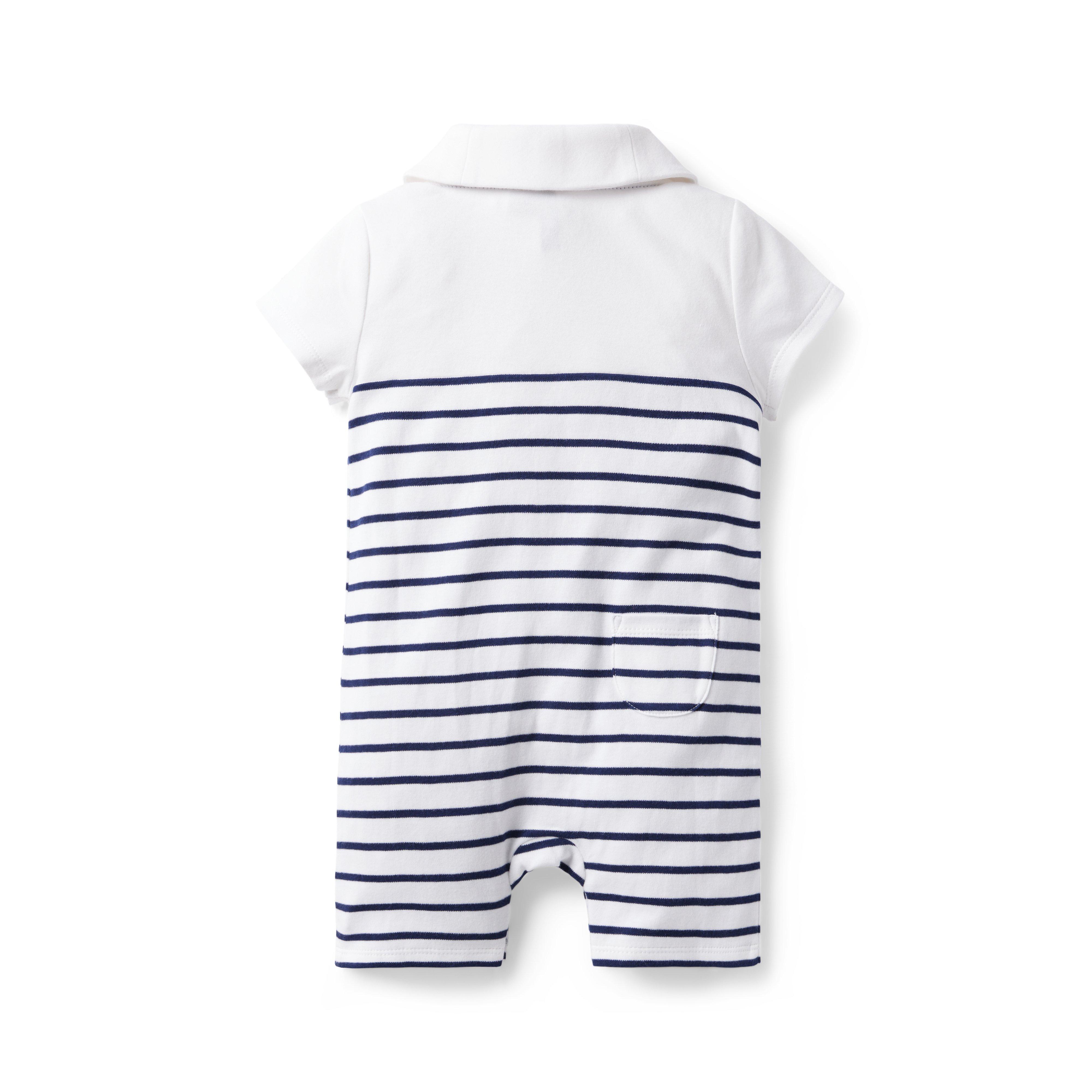 Baby Striped Shawl Collar Romper image number 1