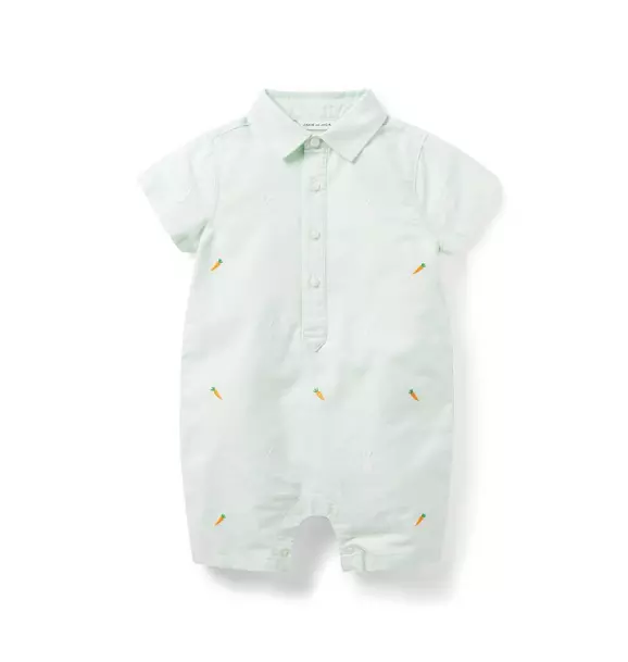 Baby Embroidered Bunny Oxford Romper