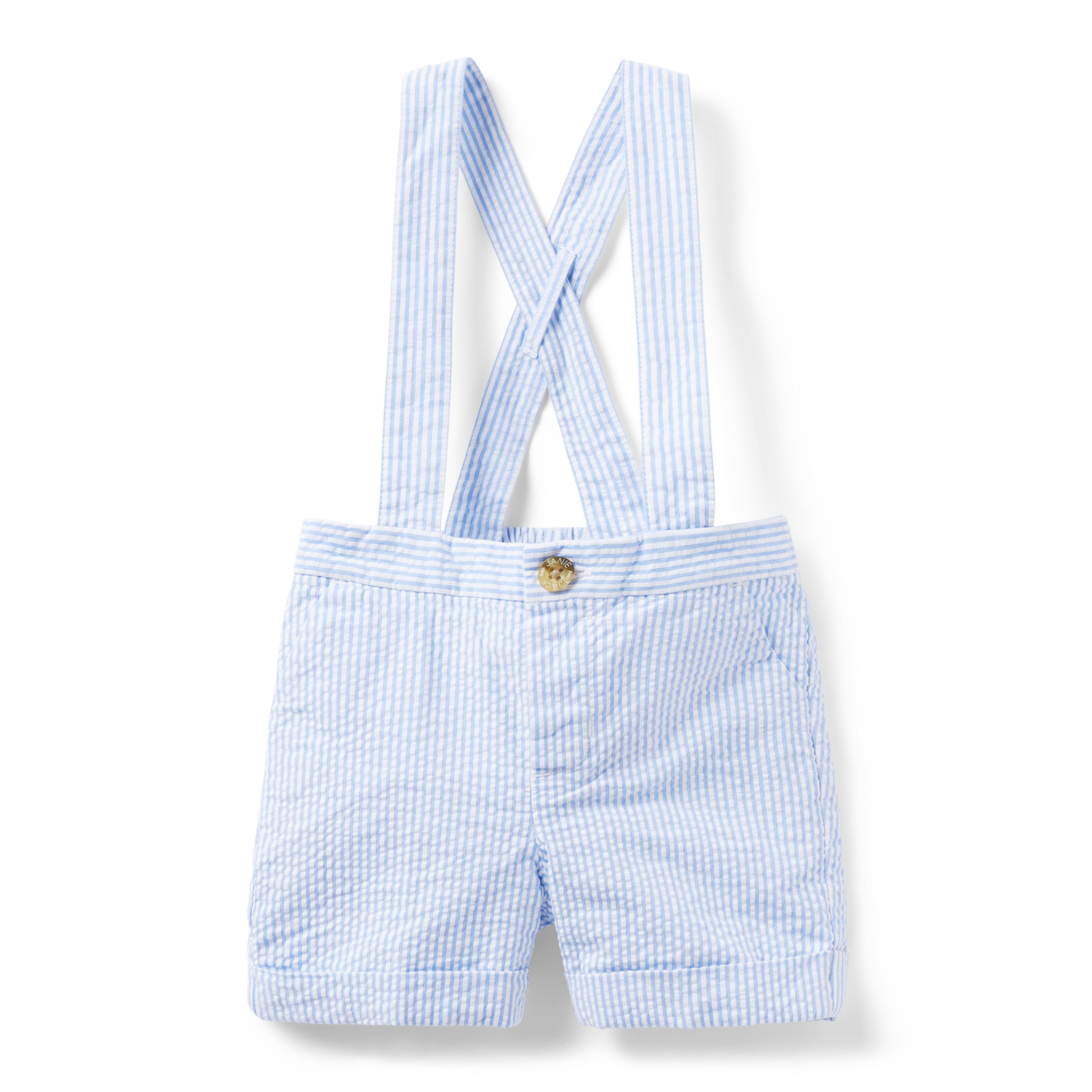 Baby Striped Seersucker Suspender Short