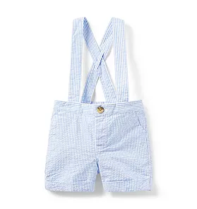 Baby Striped Seersucker Suspender Short