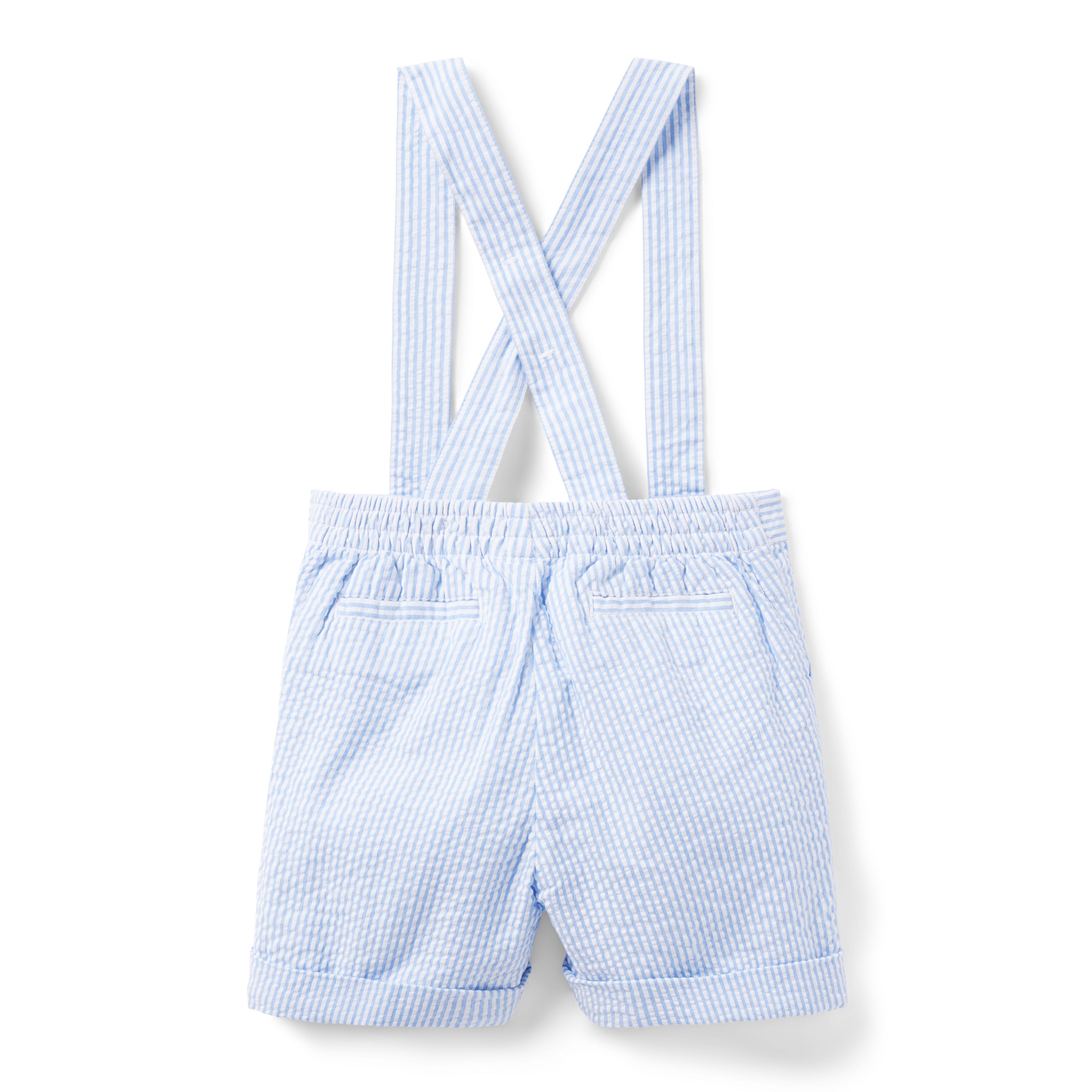 Baby Striped Seersucker Suspender Short image number 1