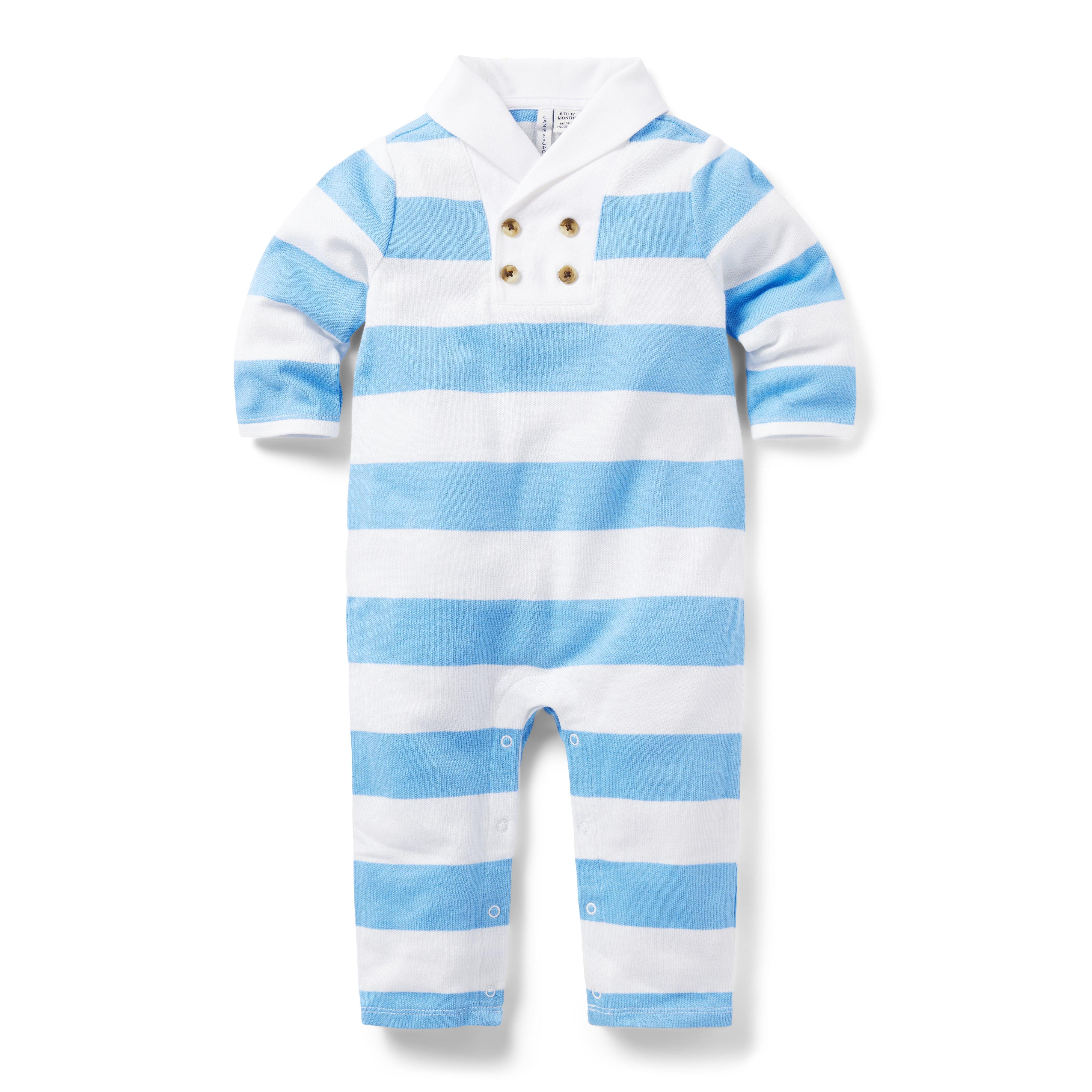 Baby Striped Shawl Collar One-Piece image number 0