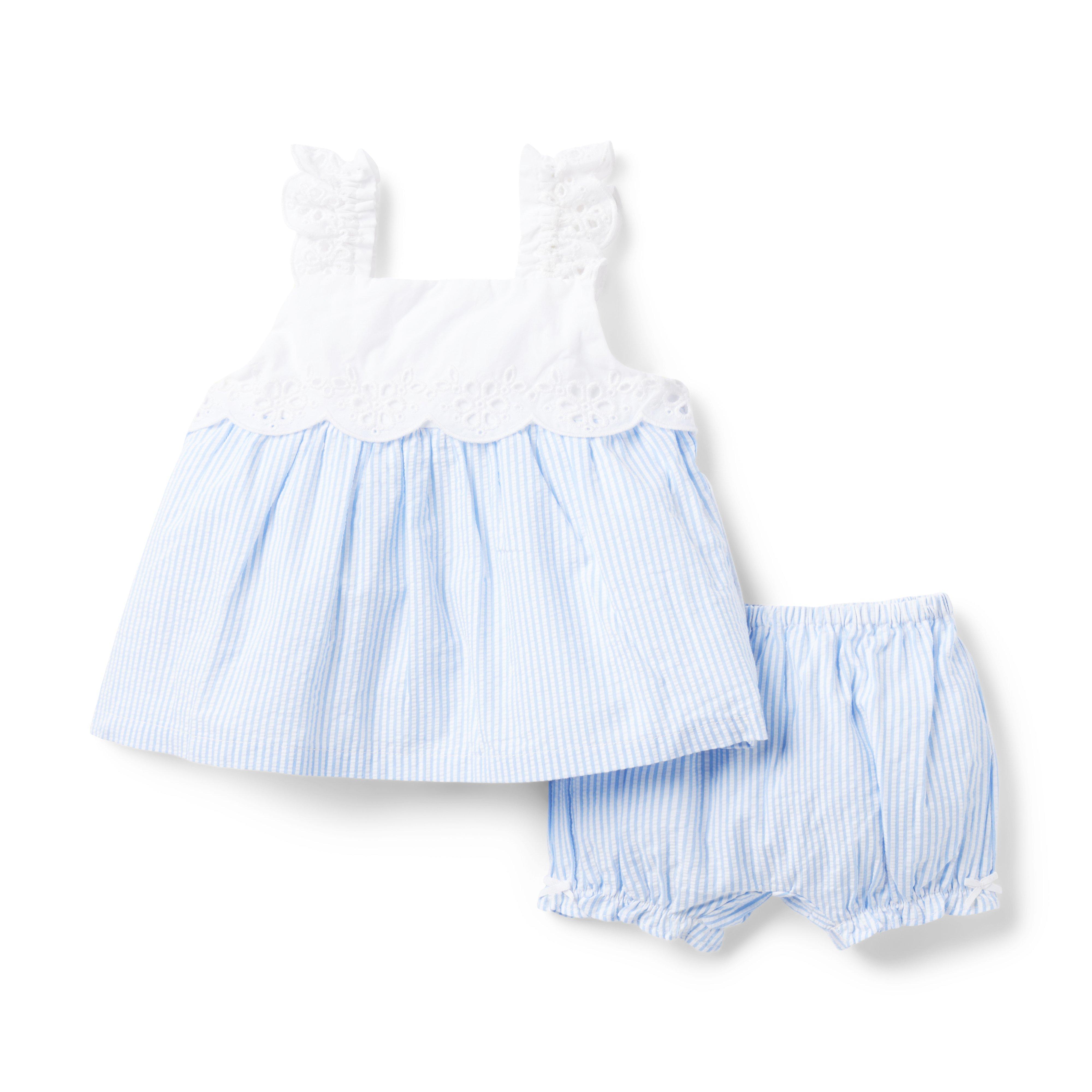 Baby Eyelet Striped Seersucker Matching Set