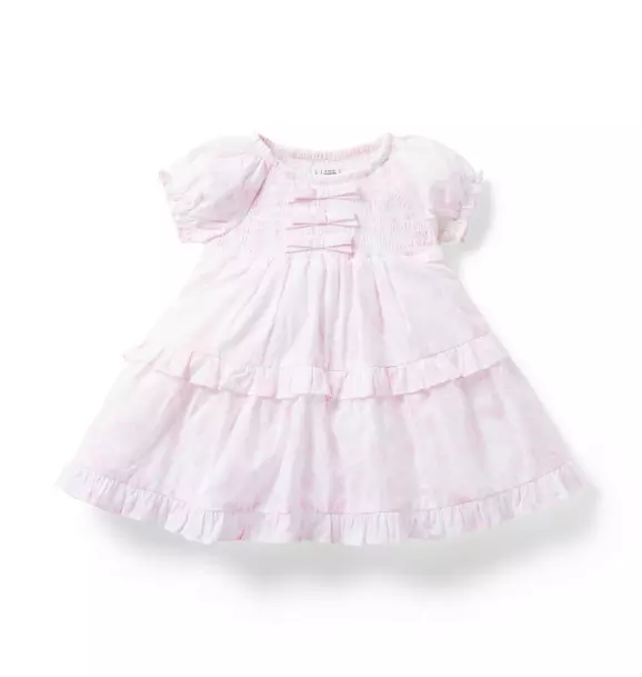 Baby Bunny Toile Smocked Bow Dress