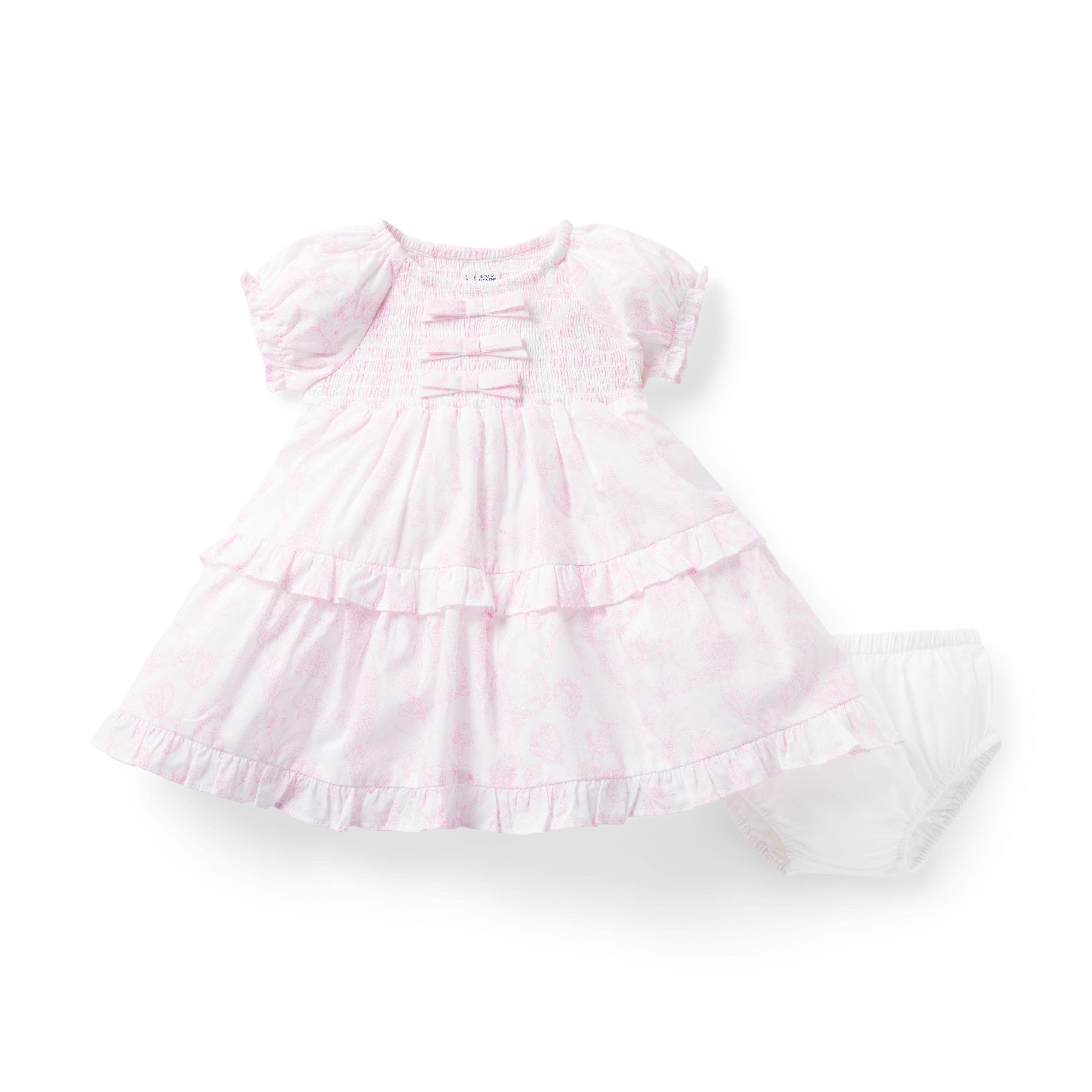 Baby Bunny Toile Smocked Bow Dress image number 3