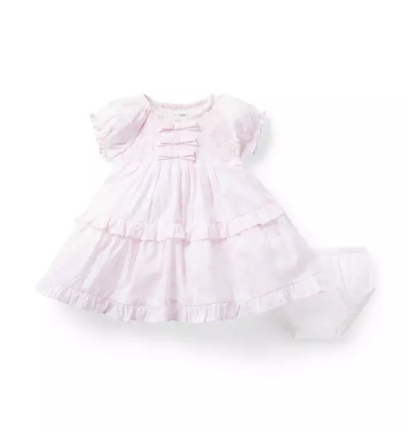 Baby Bunny Toile Smocked Bow Dress image number 3