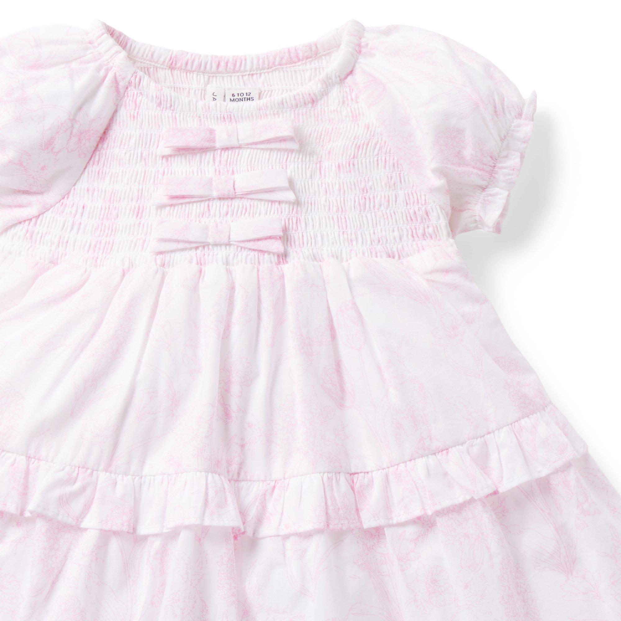 Baby Bunny Toile Smocked Bow Dress image number 5