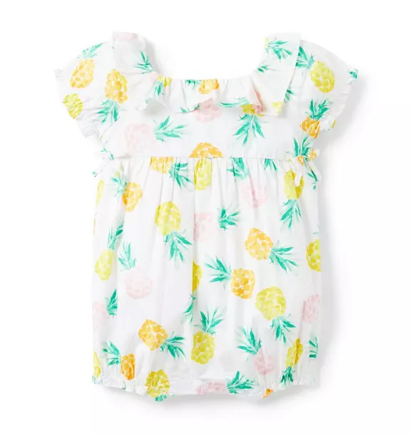 Baby Pineapple Ruffle Poplin Romper 