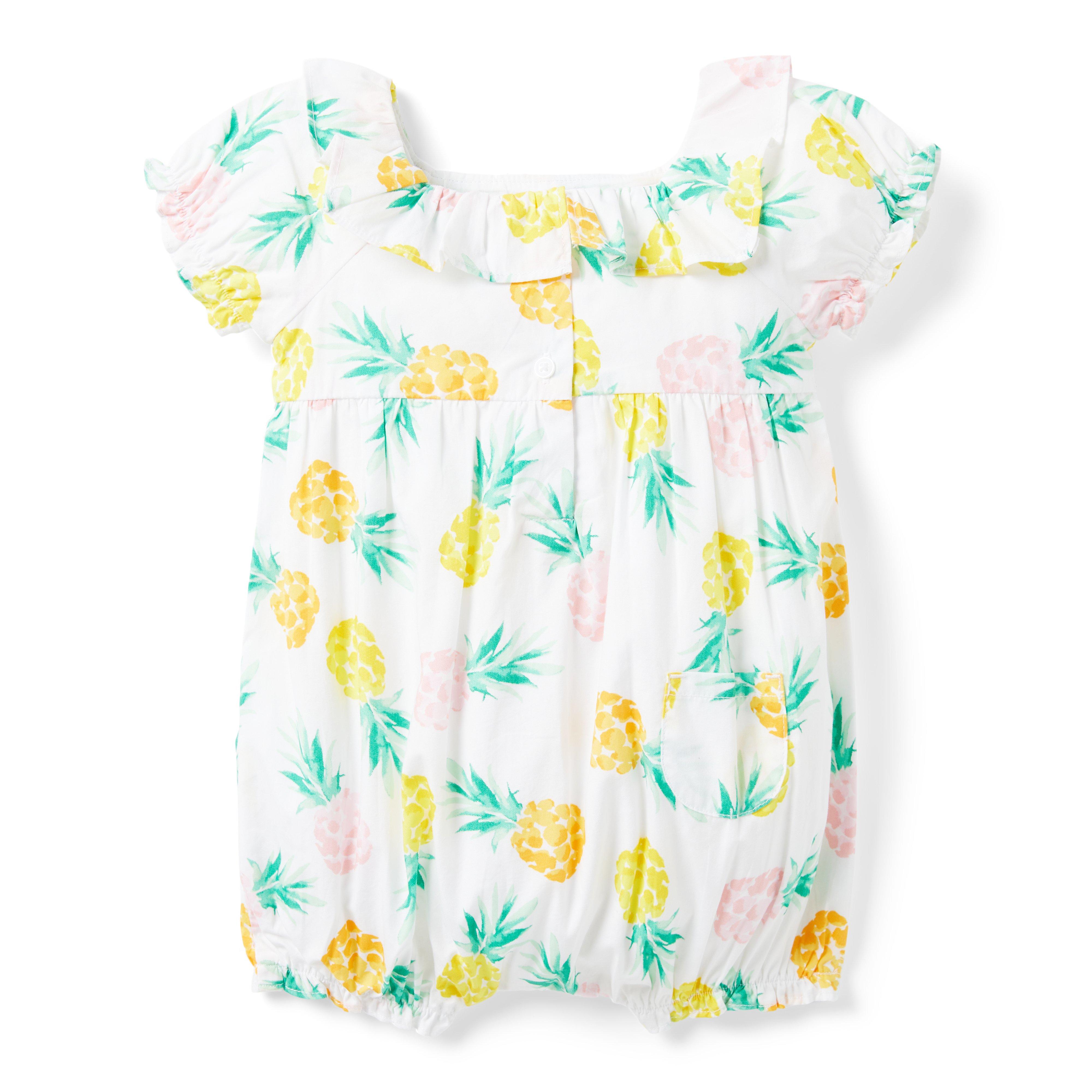 Baby Pineapple Ruffle Poplin Romper  image number 1