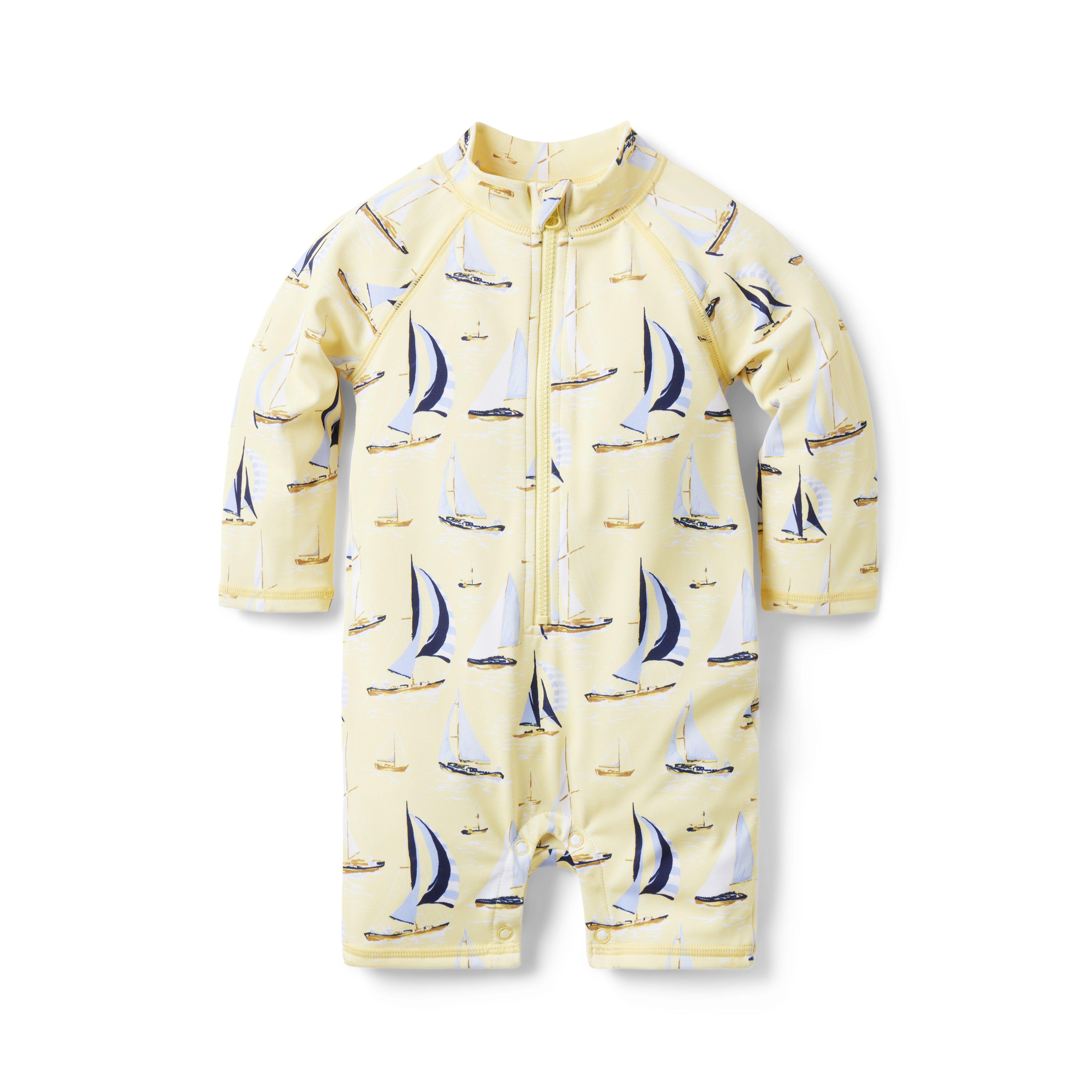Baby Recycled Sailboat Rash Guard Swimsuit image number 0