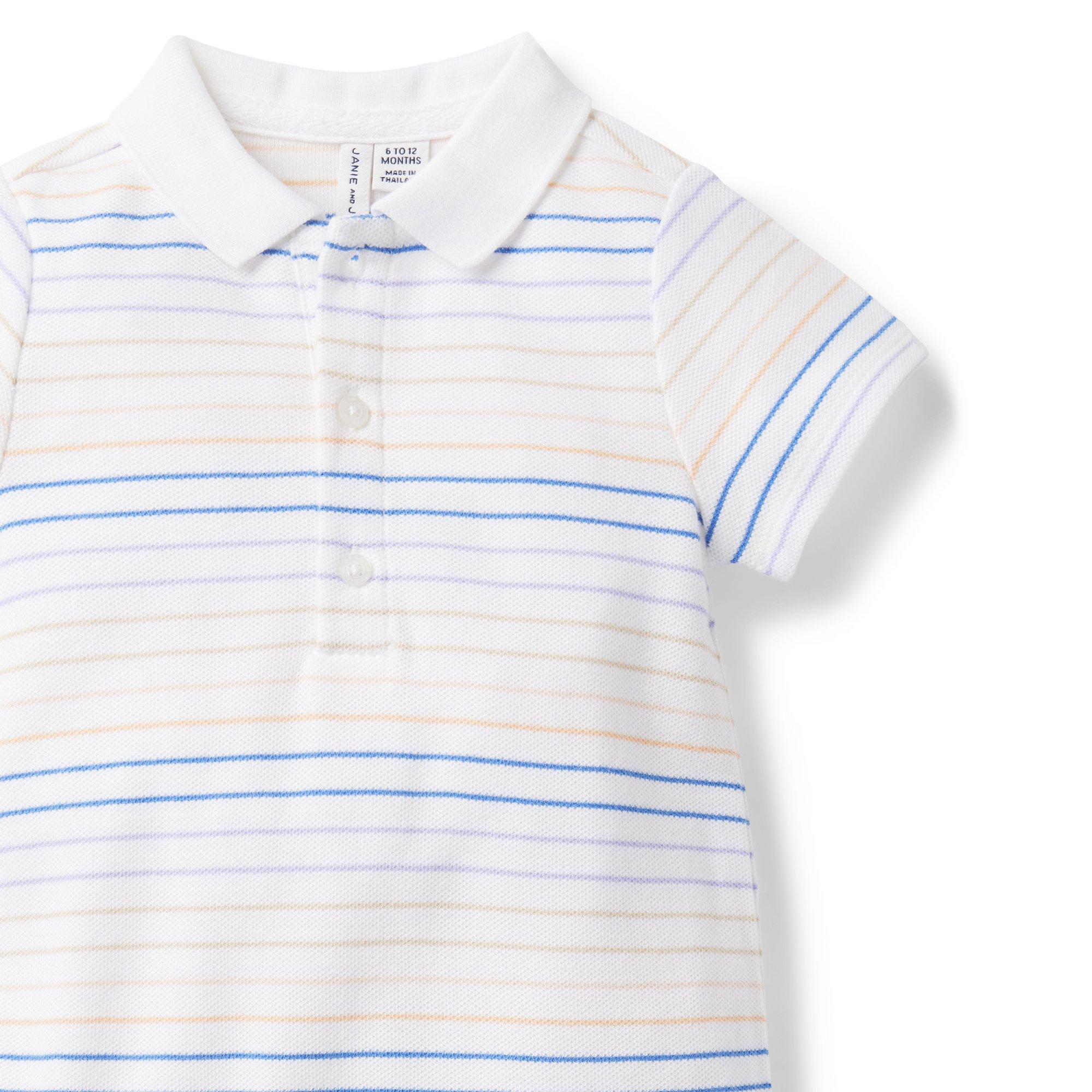 Baby Striped Pique Polo Romper image number 2