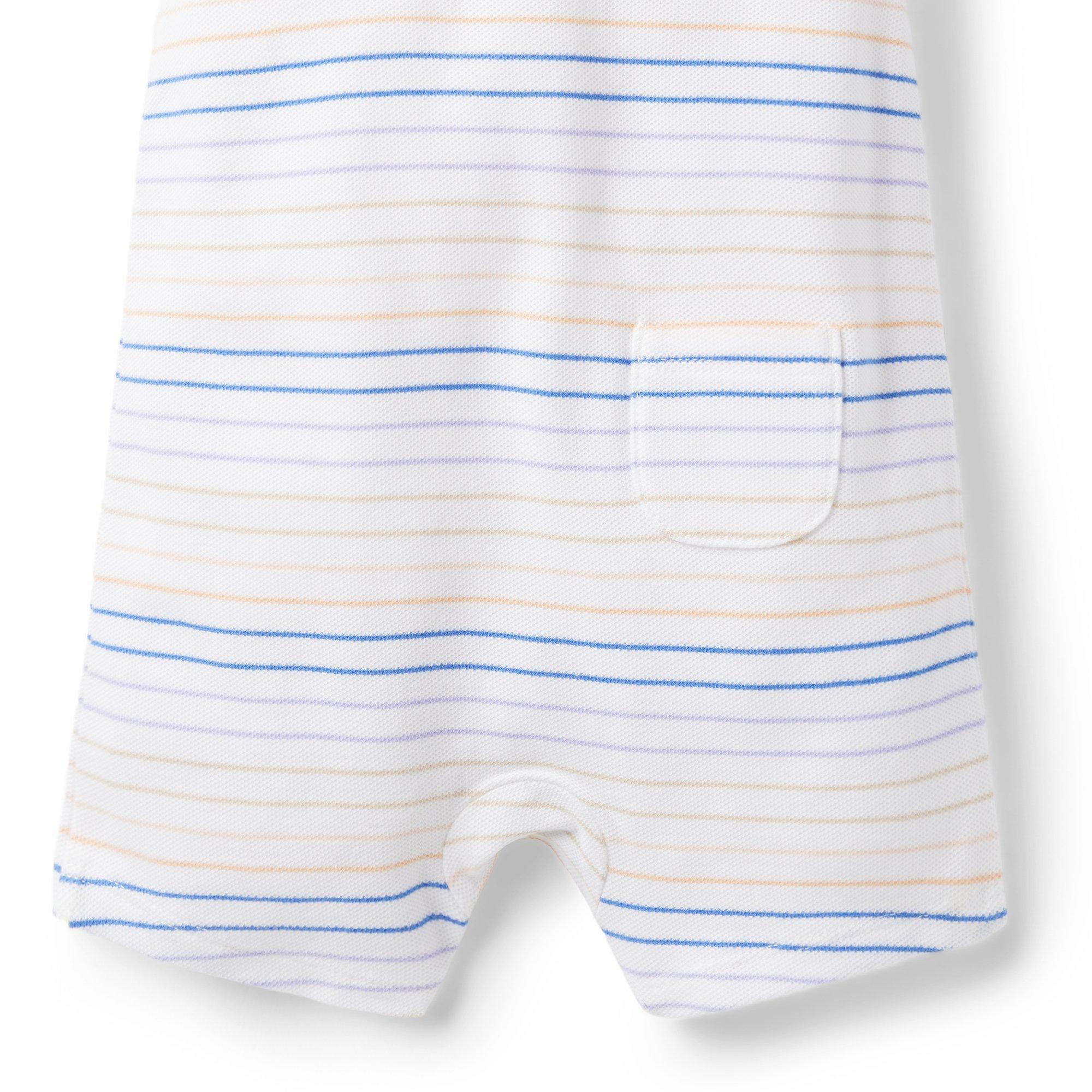 Baby Striped Pique Polo Romper image number 3