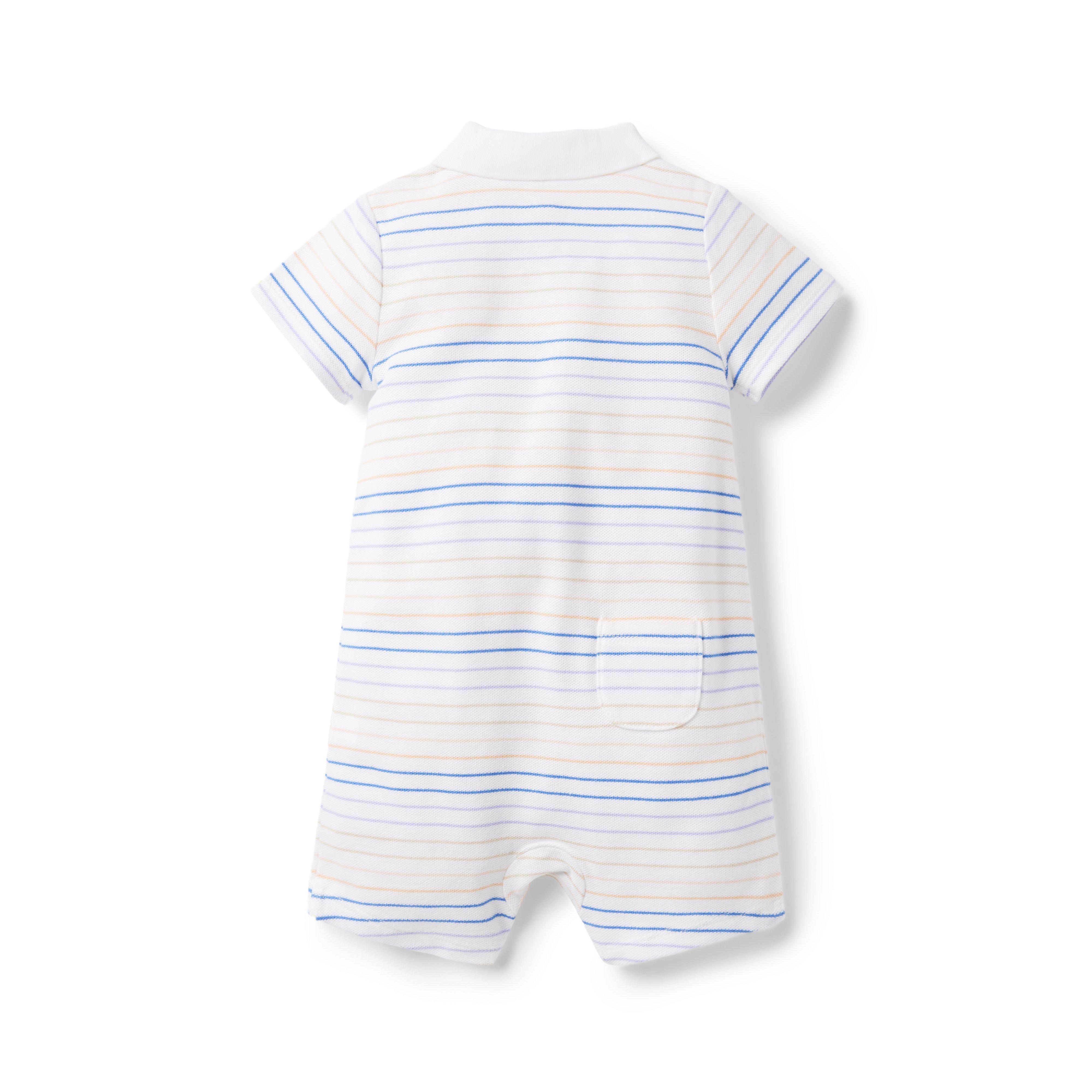 Baby Striped Pique Polo Romper image number 1