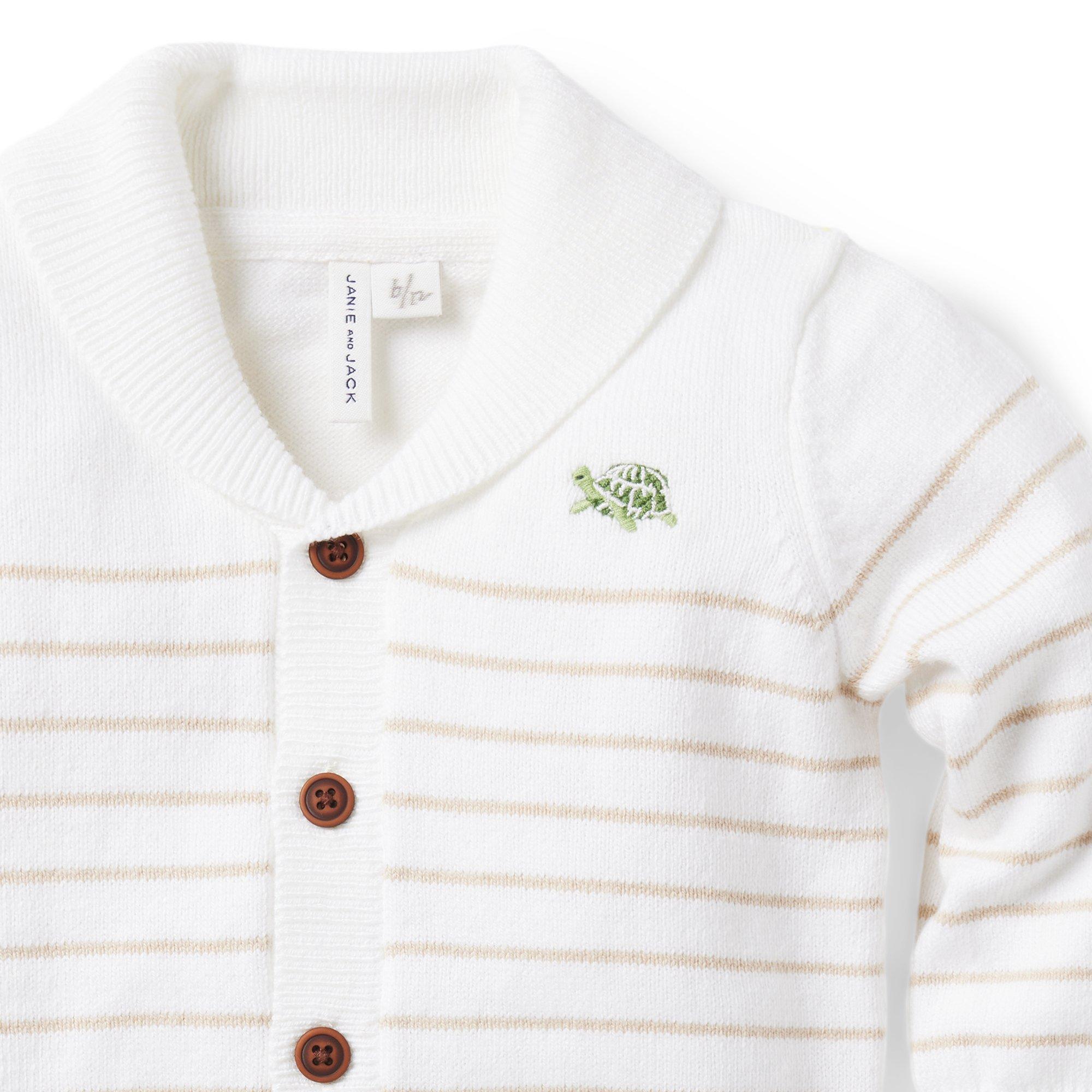 Baby Striped Shawl Collar Cardigan image number 2