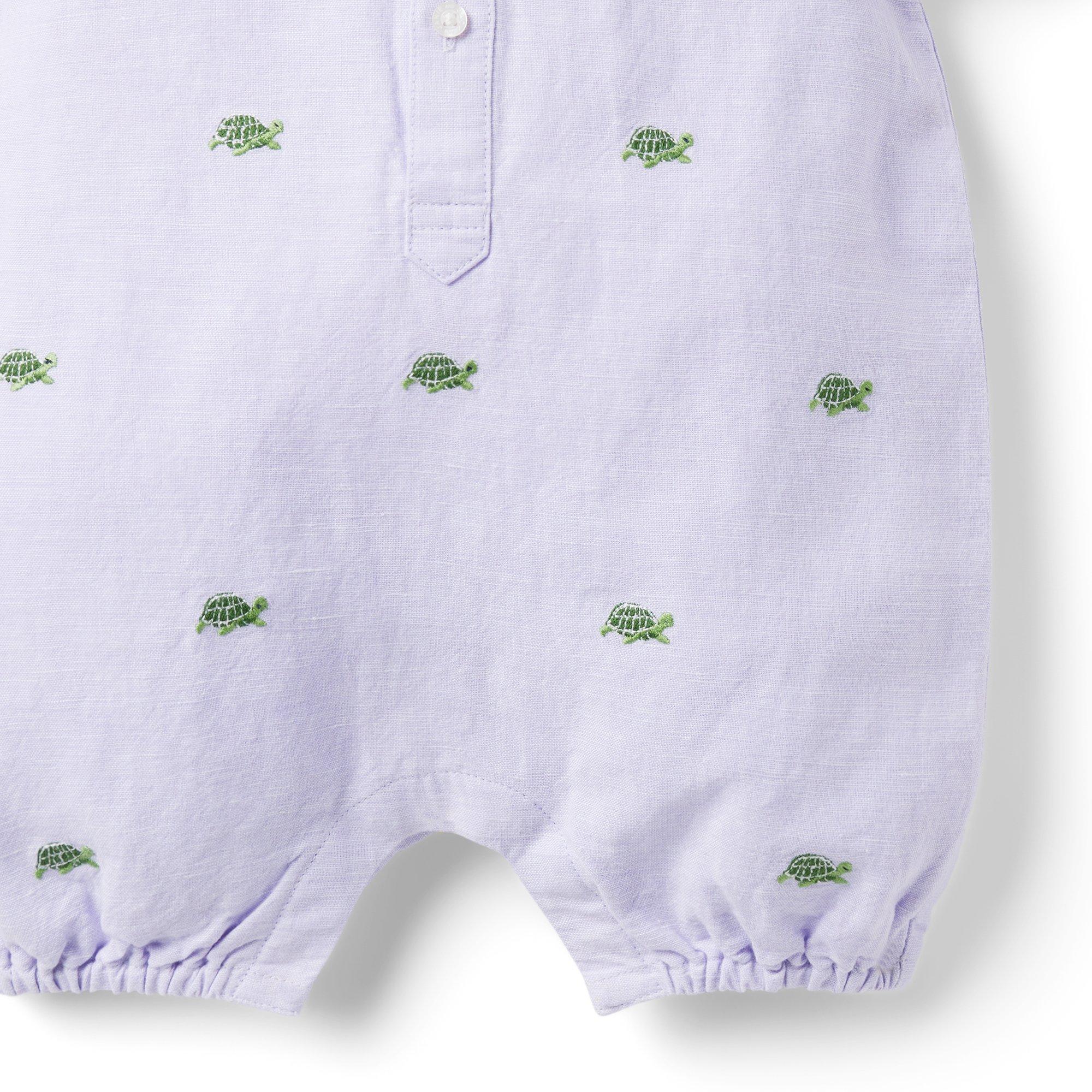 Baby Embroidered Turtle Linen-Cotton Romper image number 3