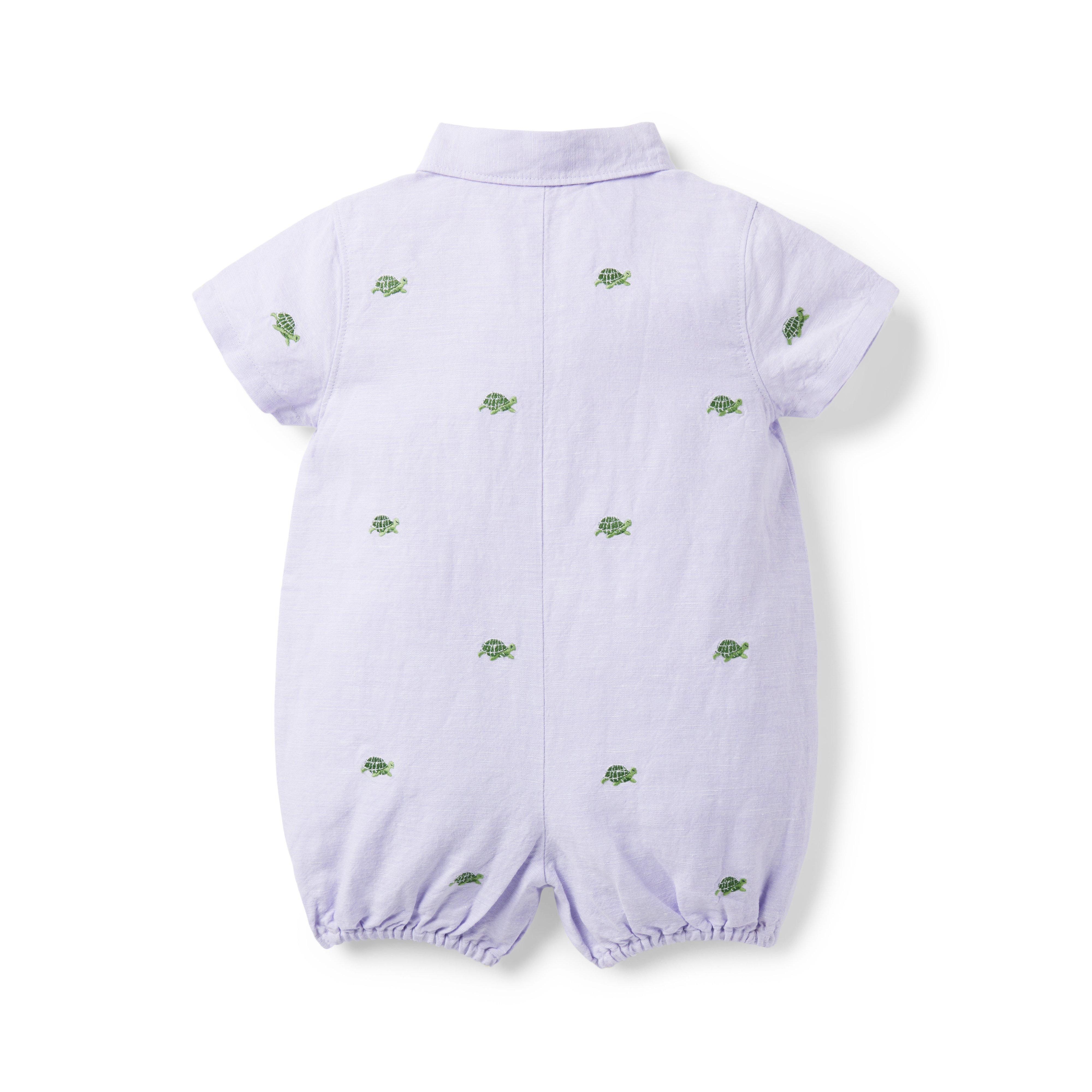 Baby Embroidered Turtle Linen-Cotton Romper image number 1