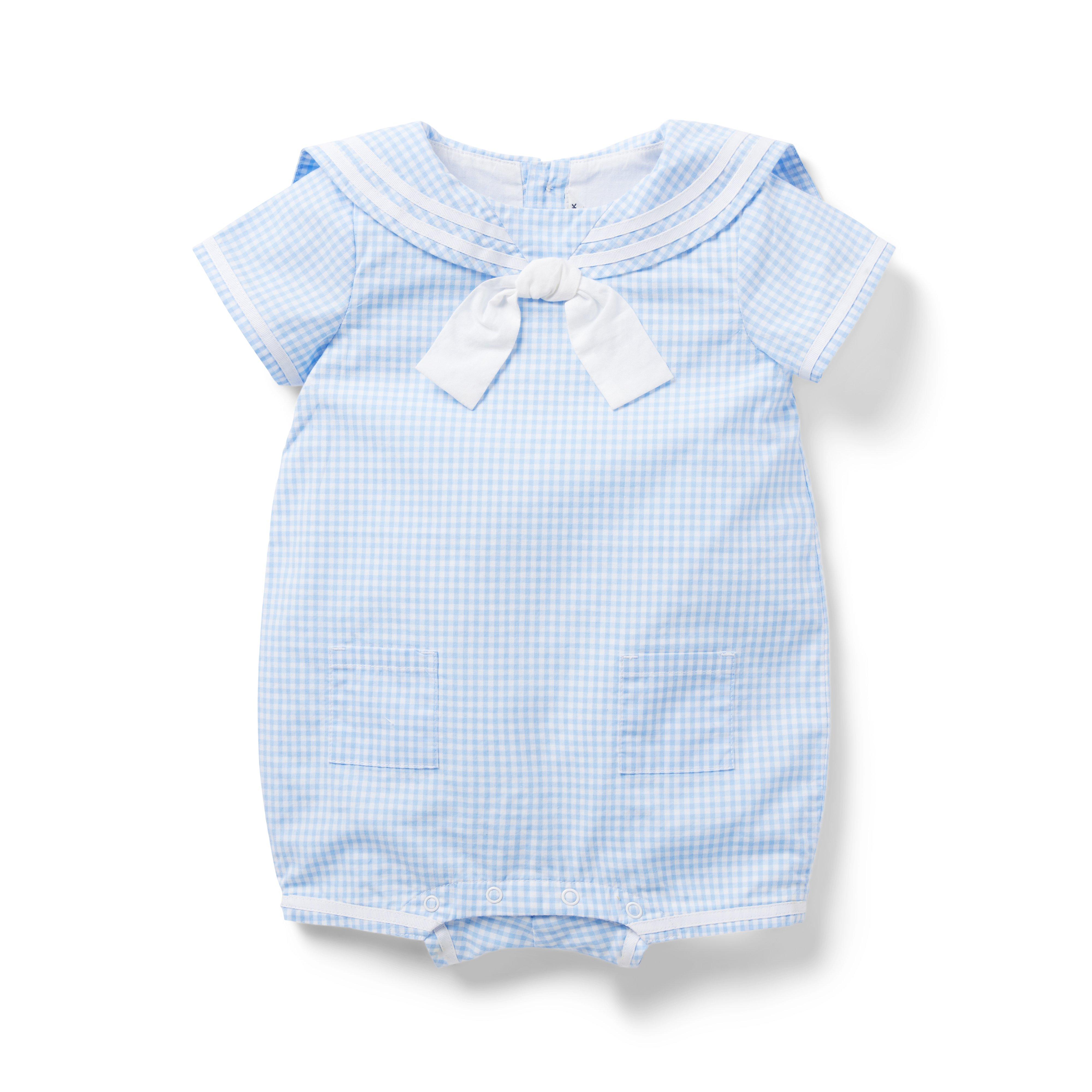 The Gingham Sailor Baby Romper