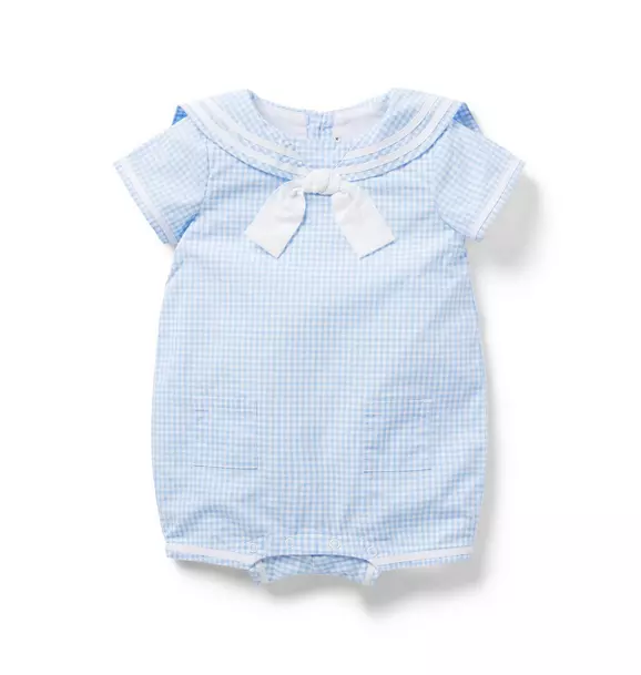 The Gingham Sailor Baby Romper
