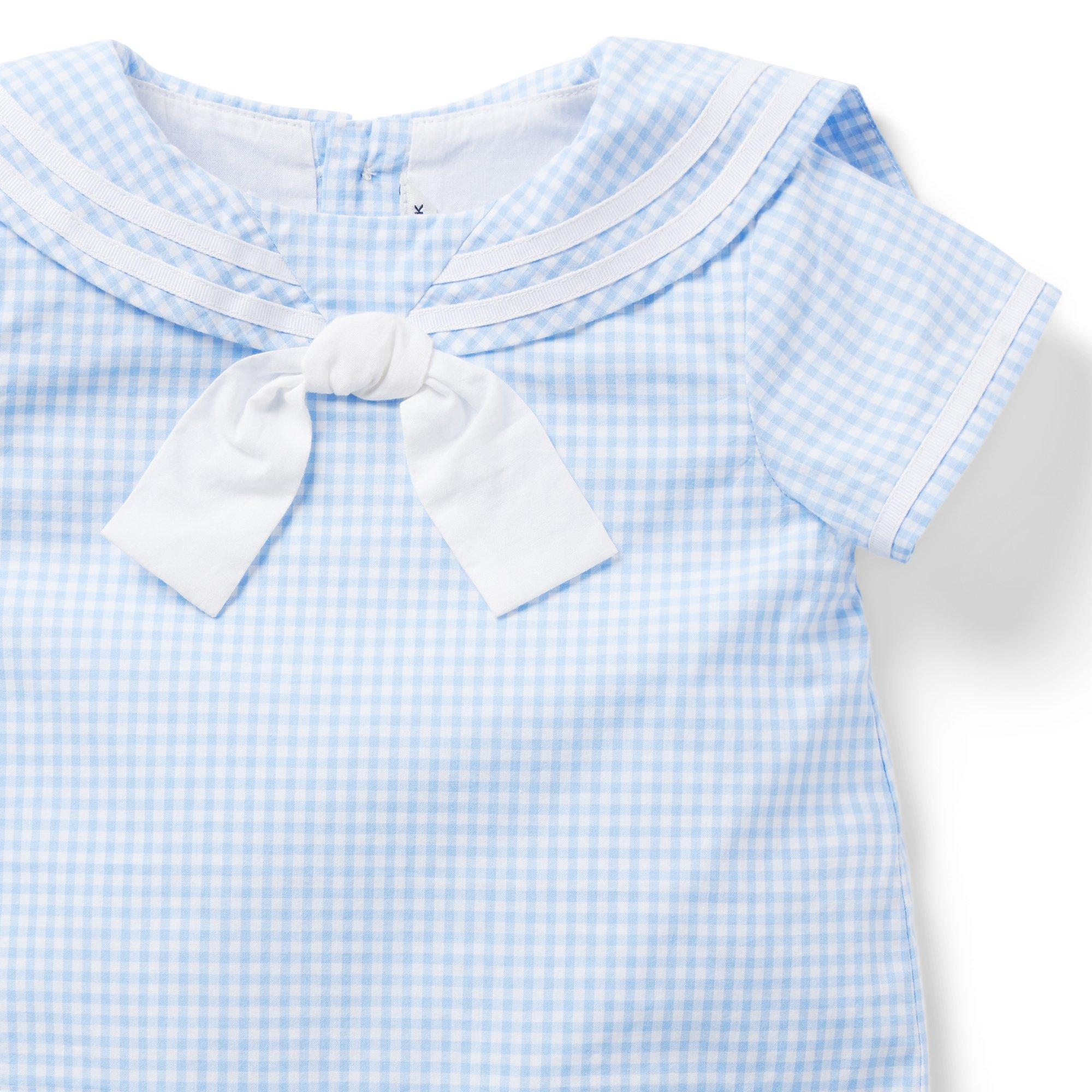 The Gingham Sailor Baby Romper image number 1