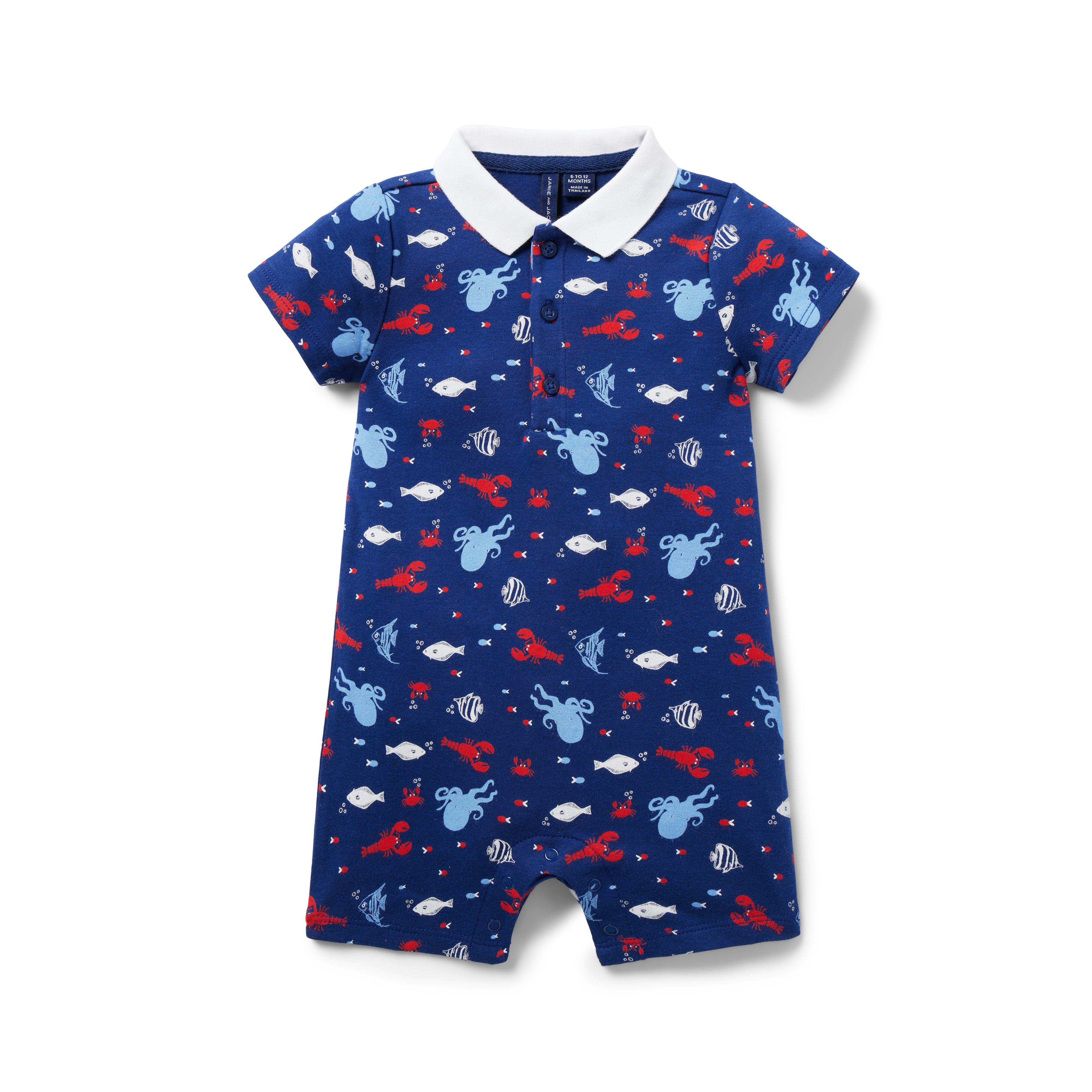 Baby Ocean Animals Polo Romper image number 0