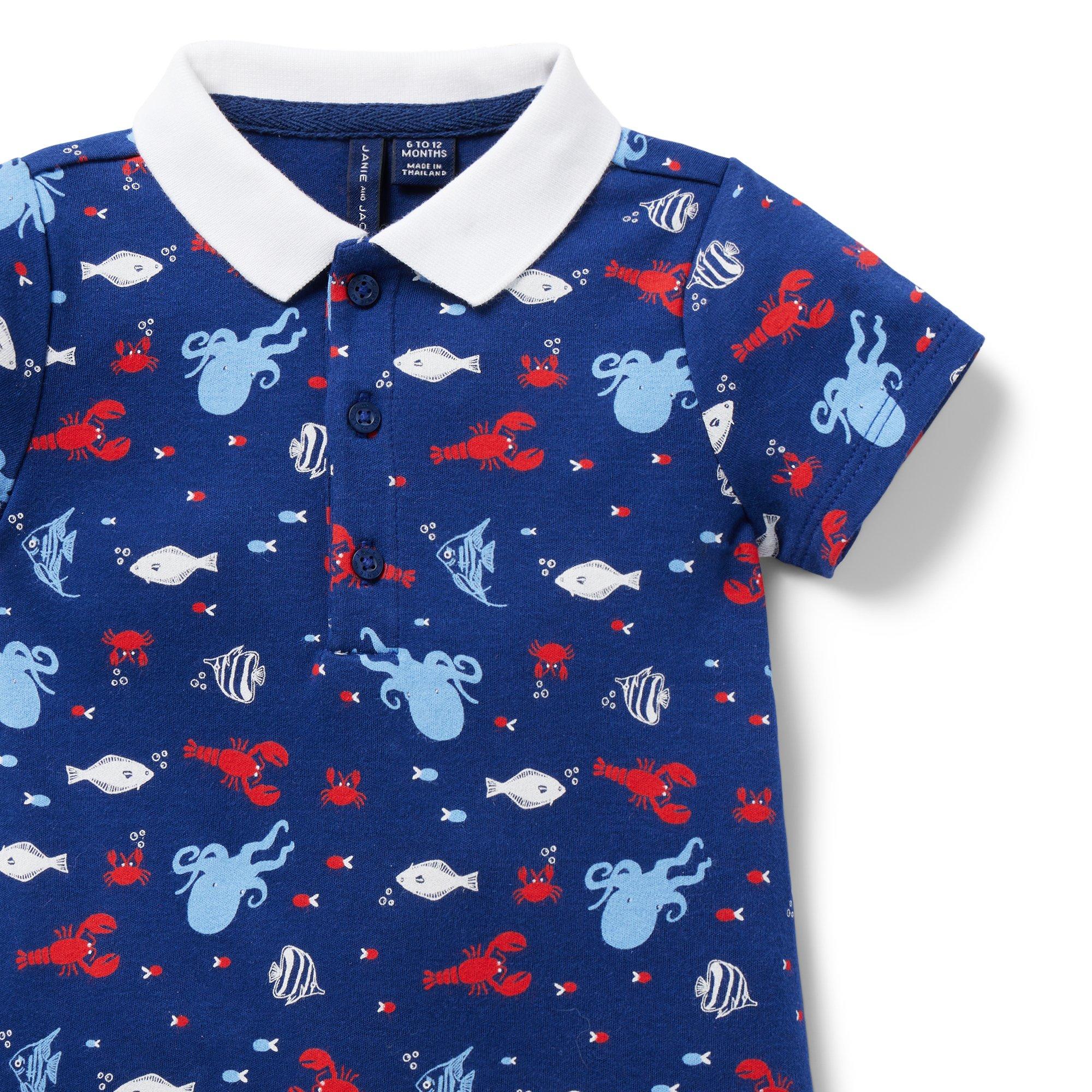 Baby Ocean Animals Polo Romper image number 1