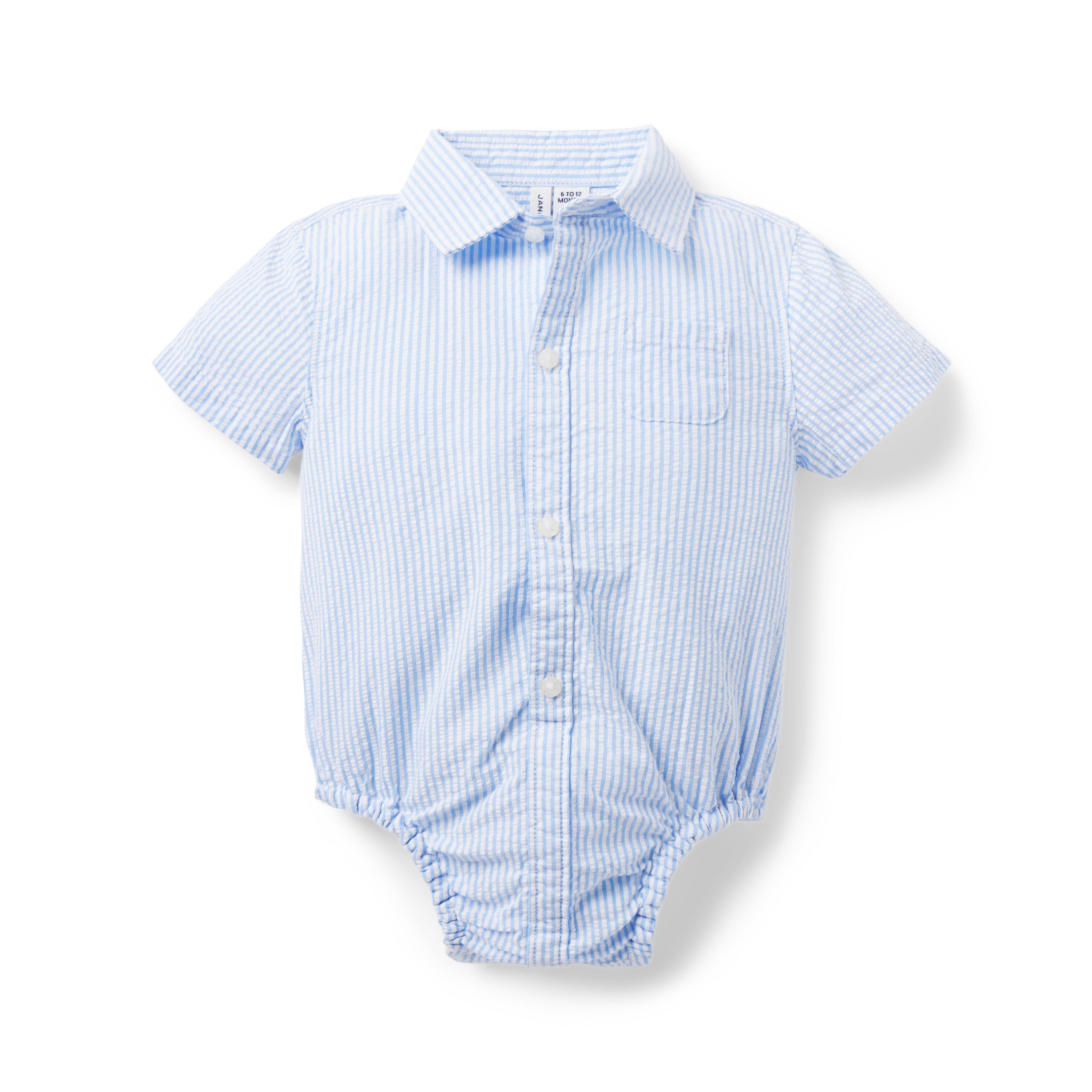 Baby Striped Seersucker Bodysuit image number 0