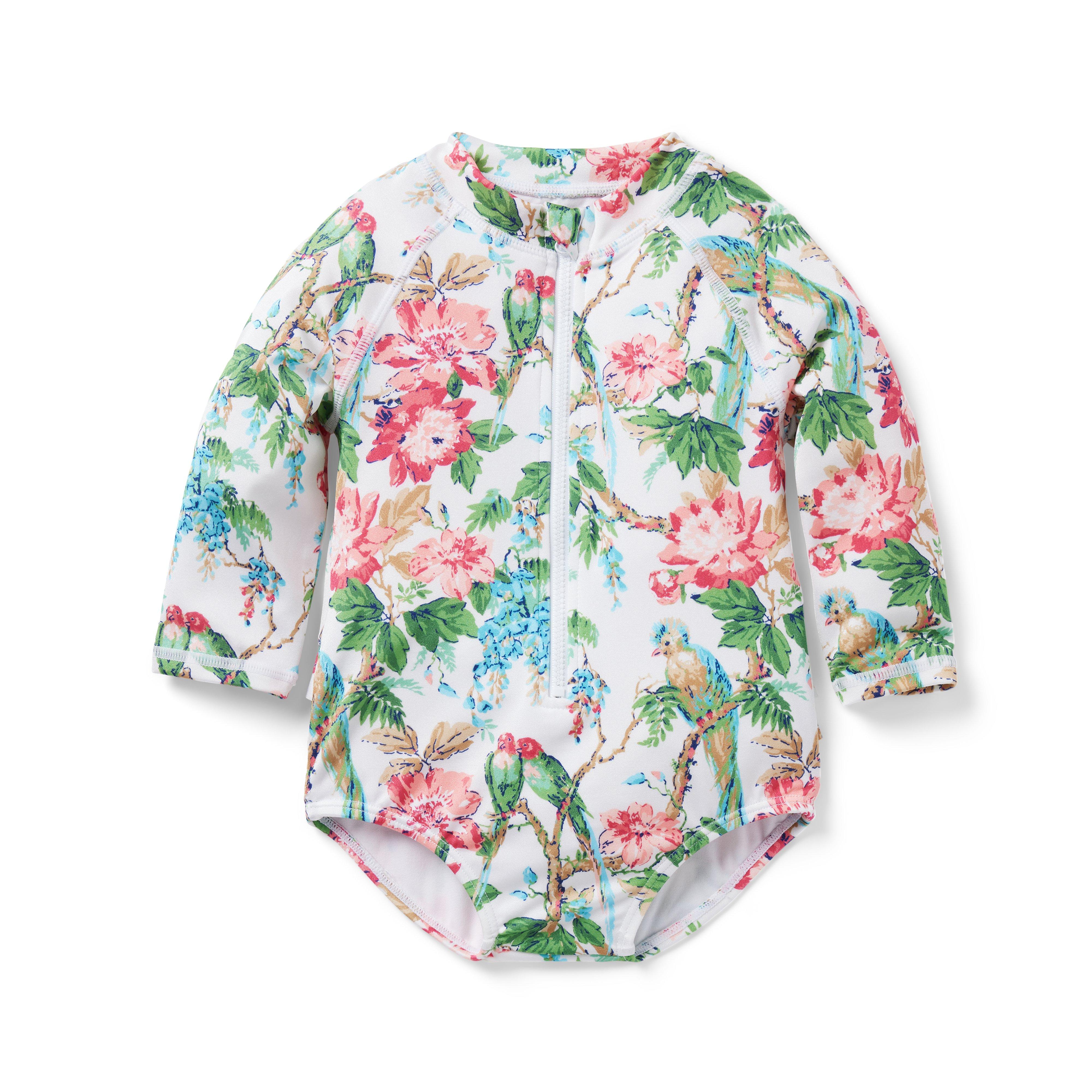 Baby Recycled Tropical Floral Rash Guard Swimsuit