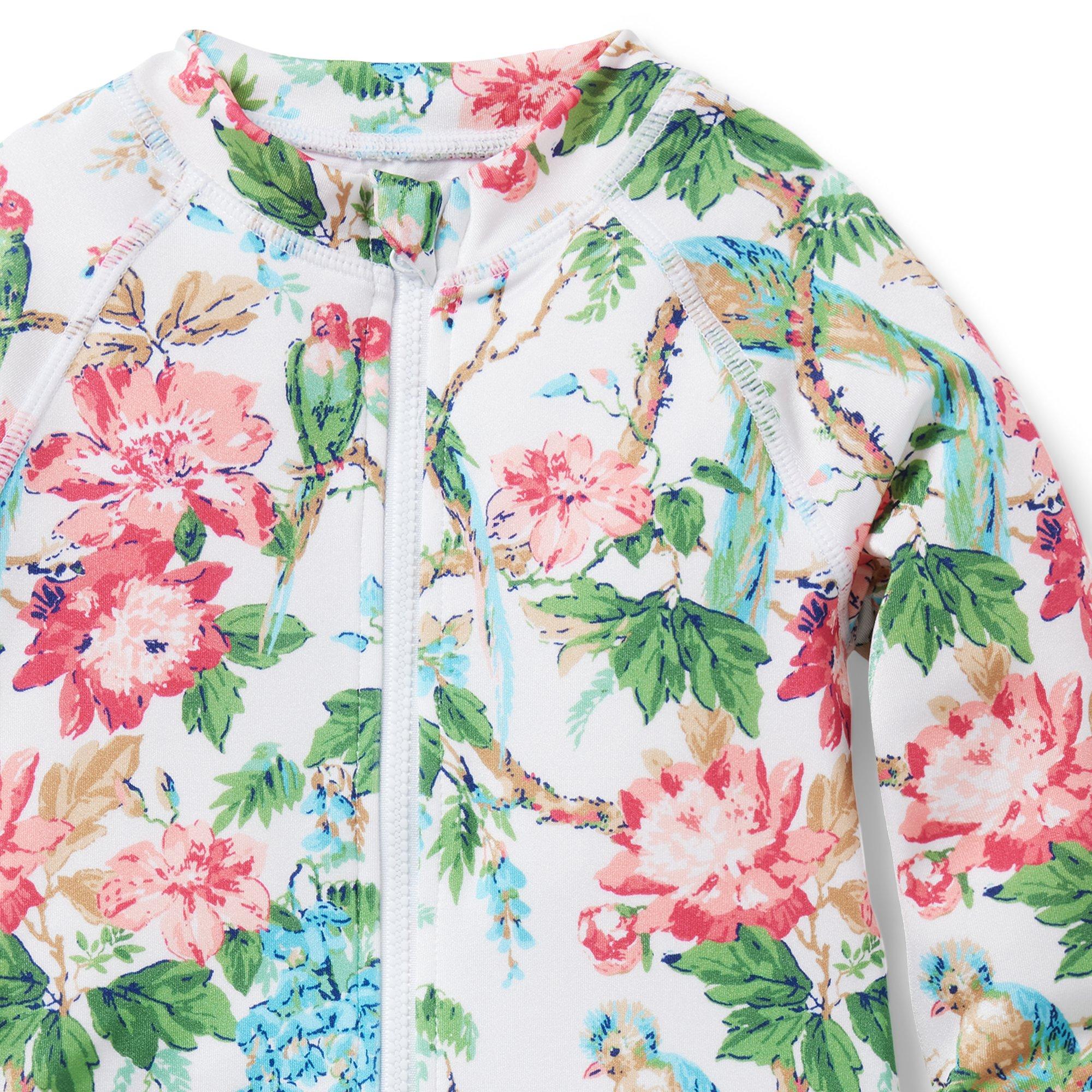 Baby Recycled Tropical Floral Rash Guard Swimsuit image number 1